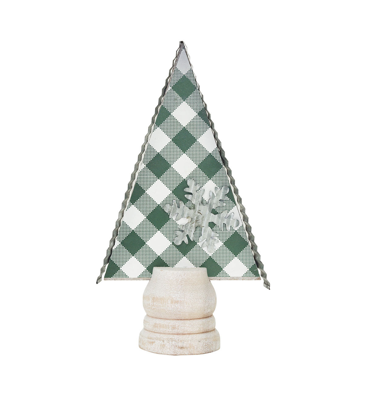 Christmas Tree Shape Tabletop Decor Plaid Background 4.33 x 1.97 x 7.28''