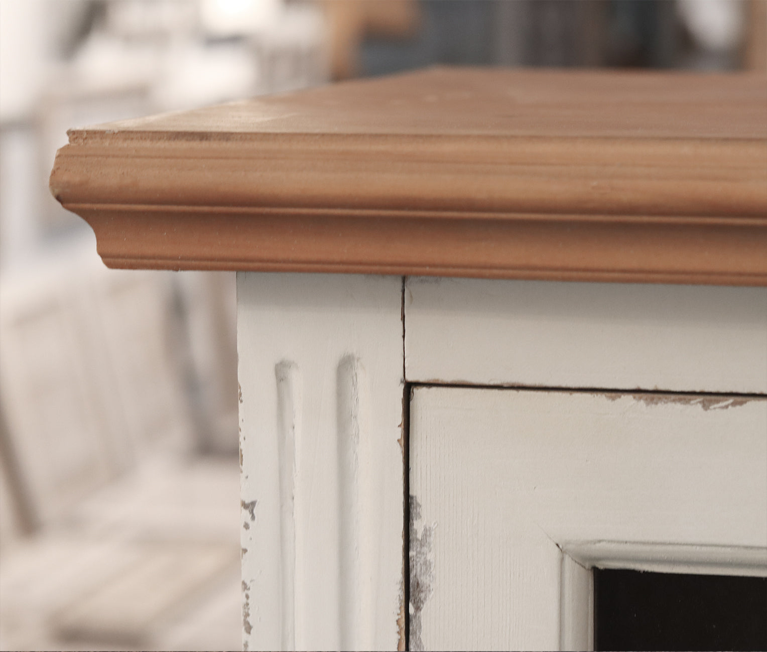 Wood Rustic Cabinet with Glass Doors and Removable Shelves