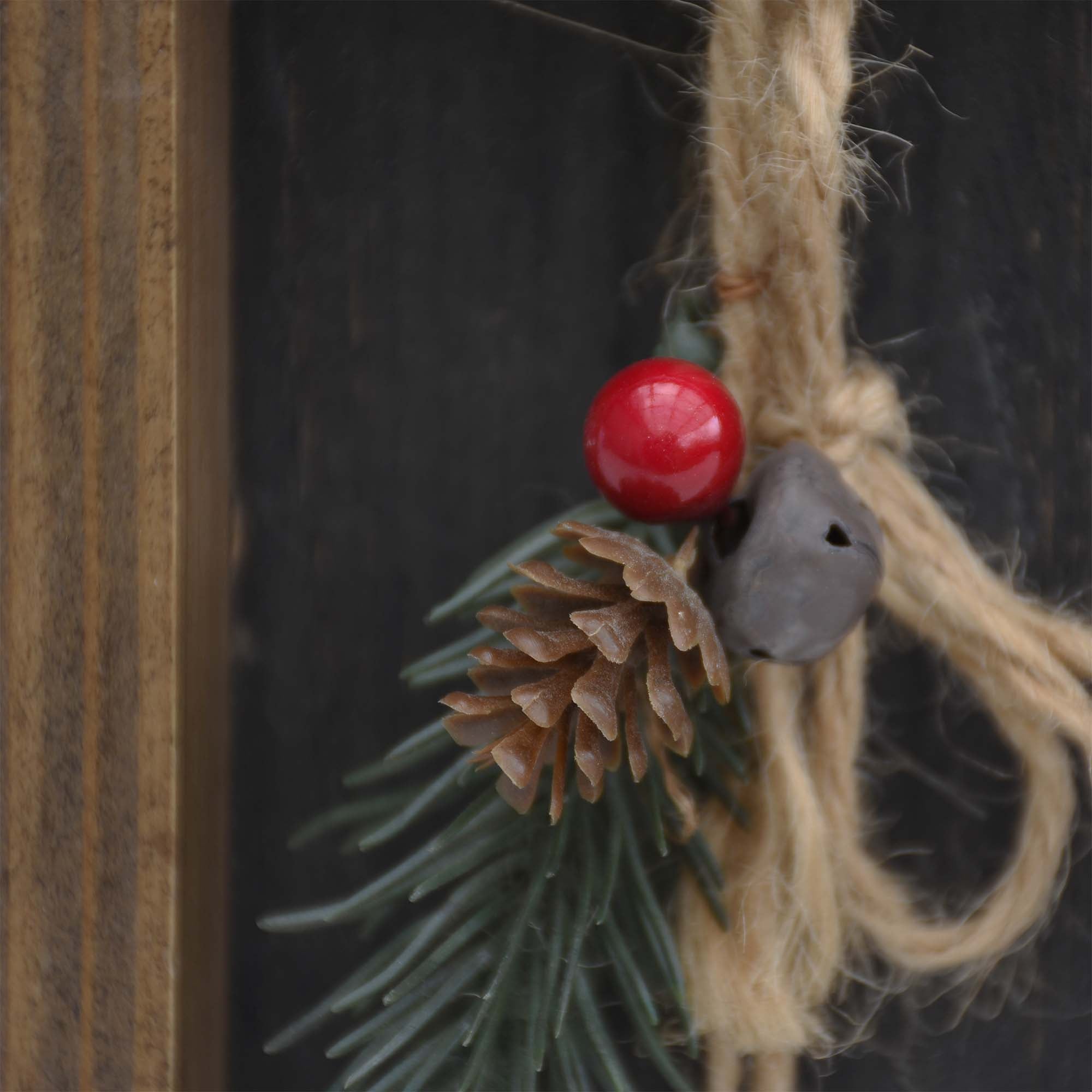 Merry Christmas Framed Wood Sign with Berries