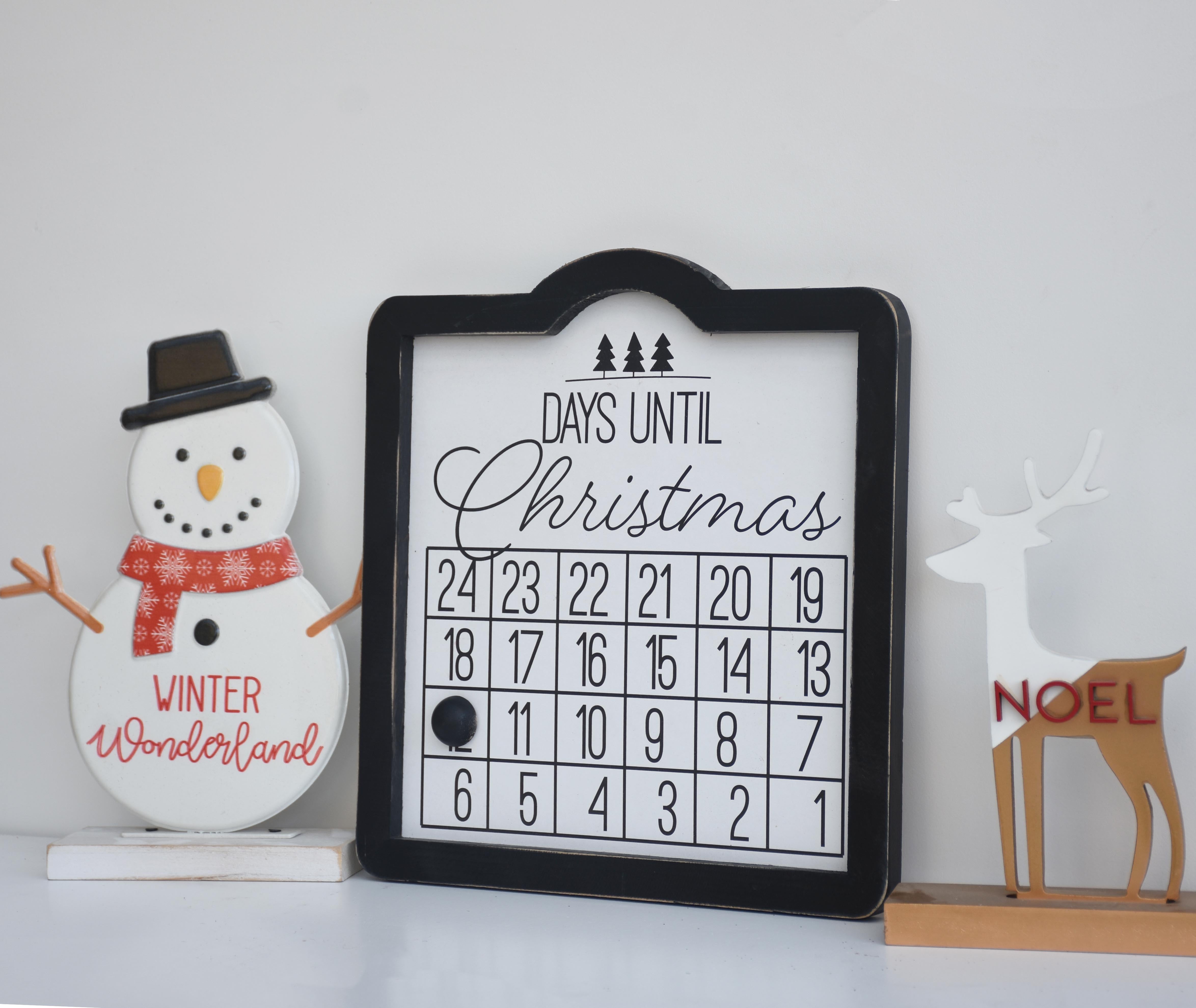 Wood Christmas Countdown Calendar with Magnet