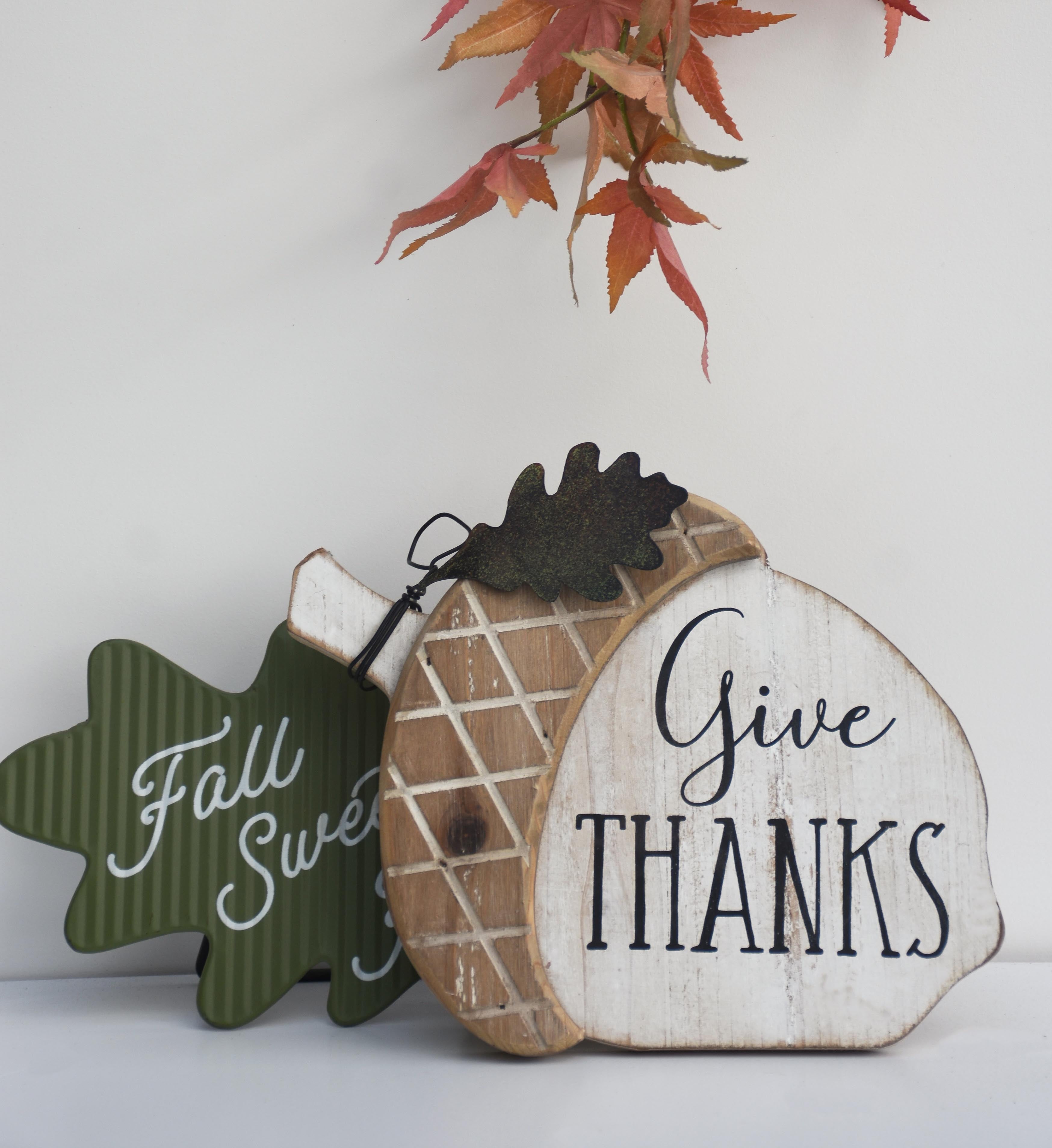 Give Thanks Wood Sign Decor,Farmhouse Havrest Sign