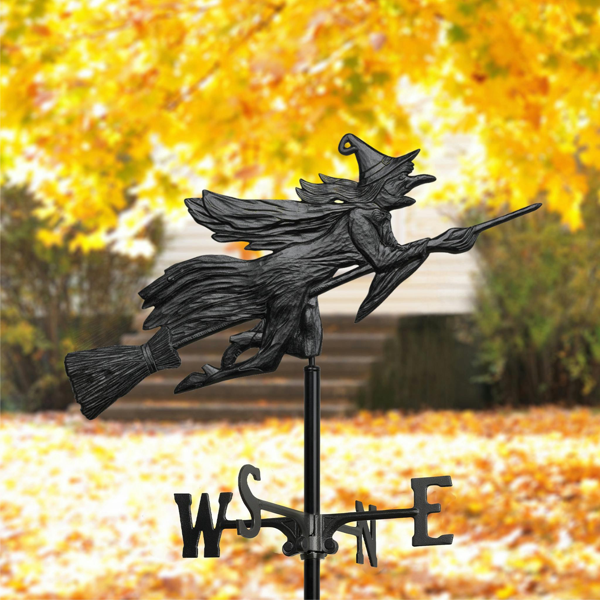 Windblown Wicked Witch Metal Weathervane: Garden Stake