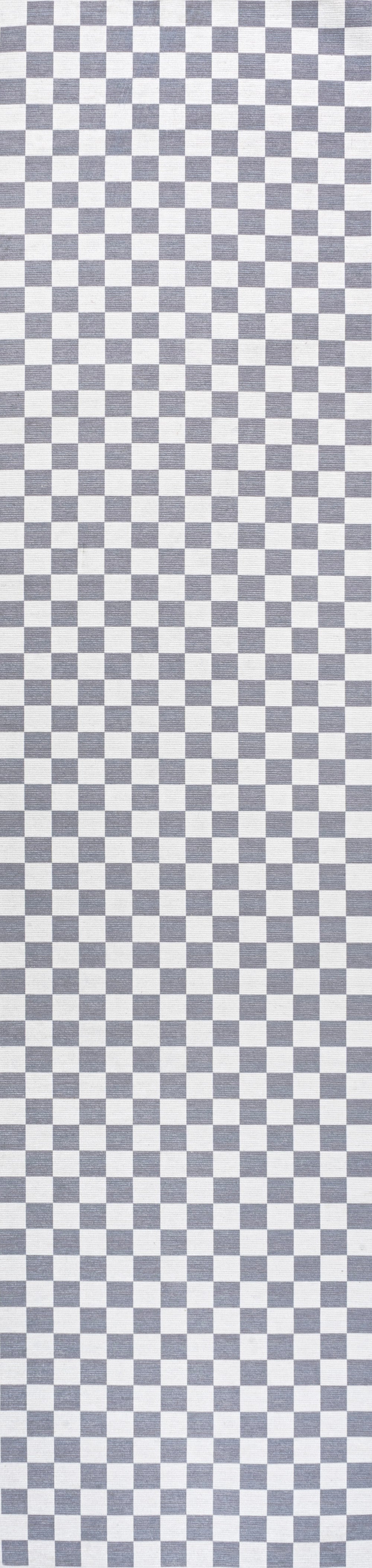 Ainsley Modern Cottage Checkerboard Washable Runner Rug