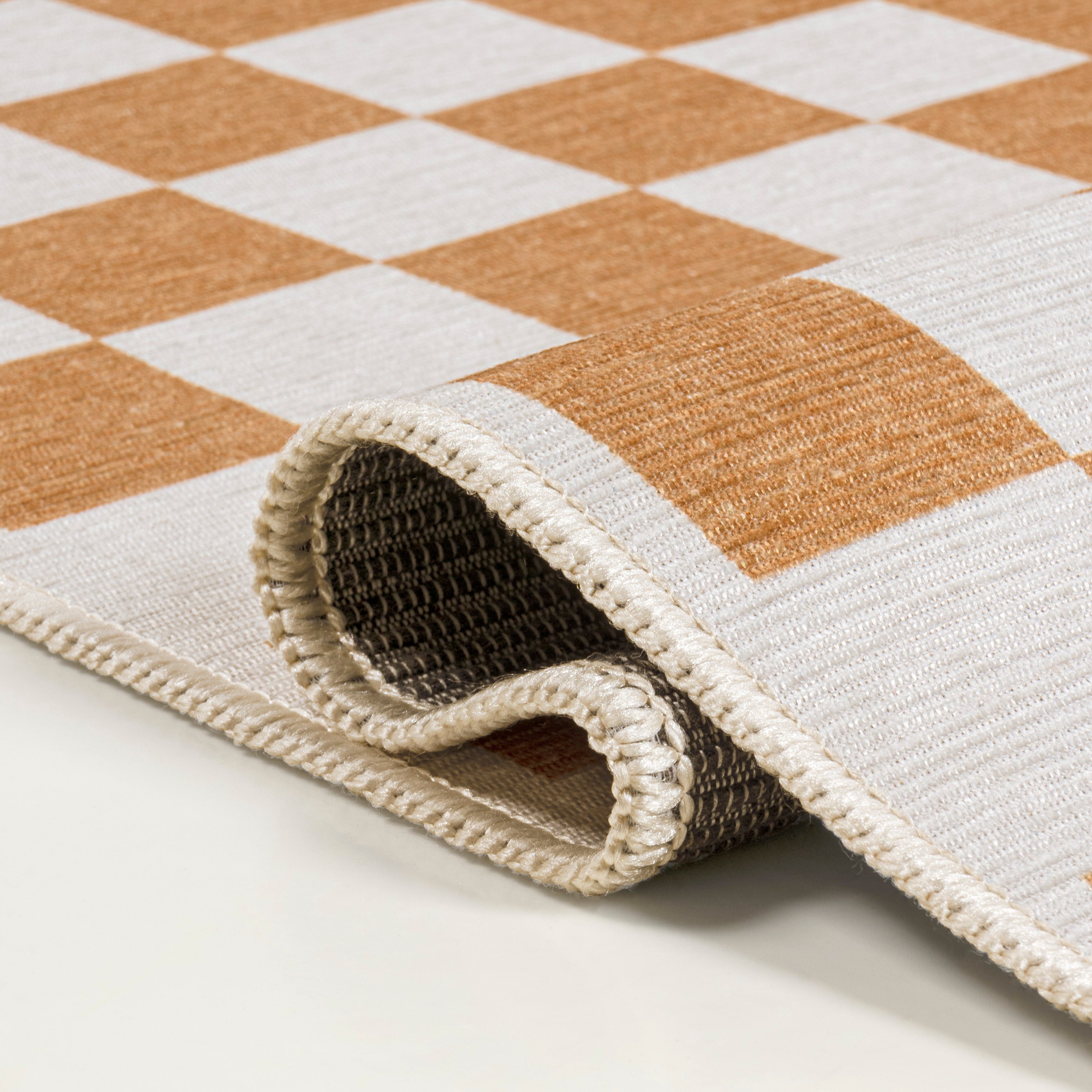 Ainsley Modern Cottage Checkerboard Washable Runner Rug