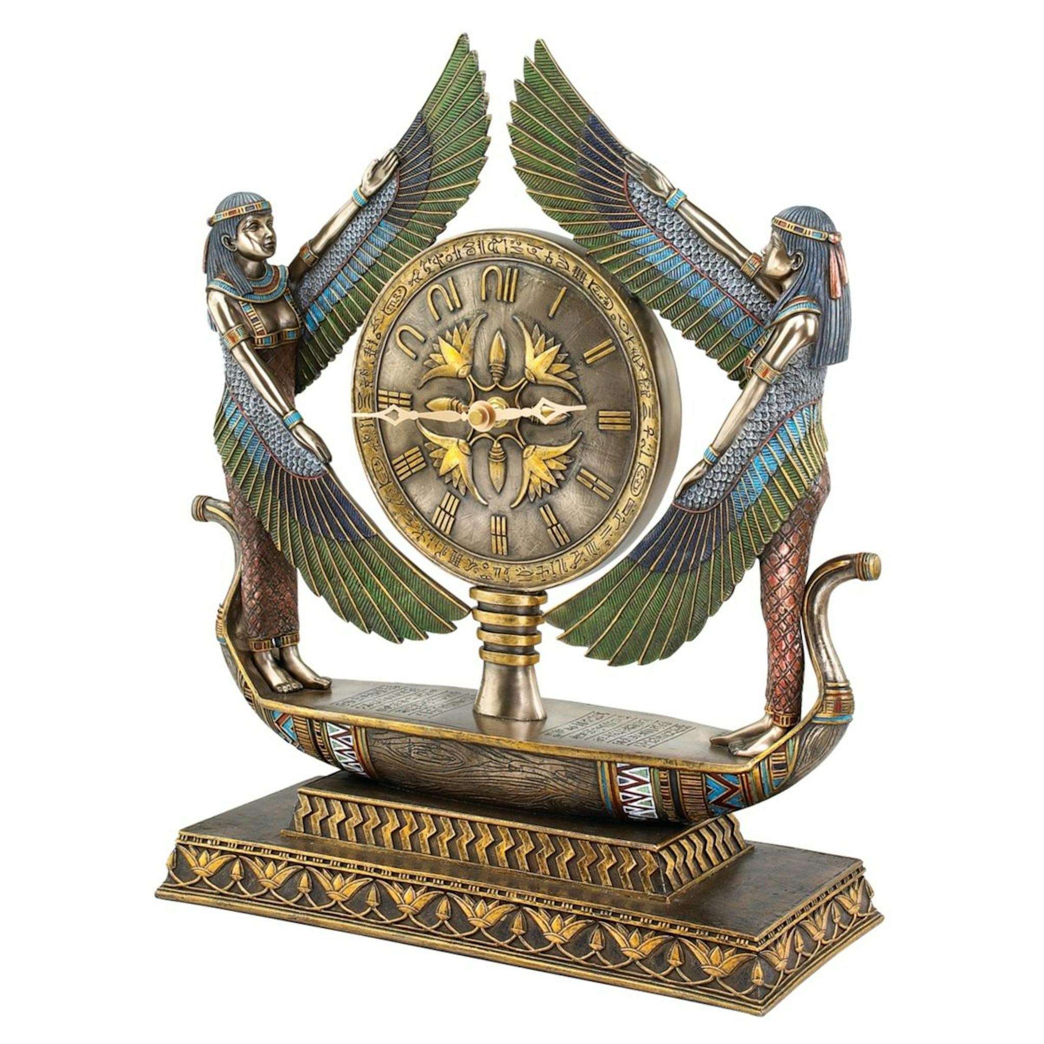 Wings of Isis Egyptian Revival Sculptural Clock