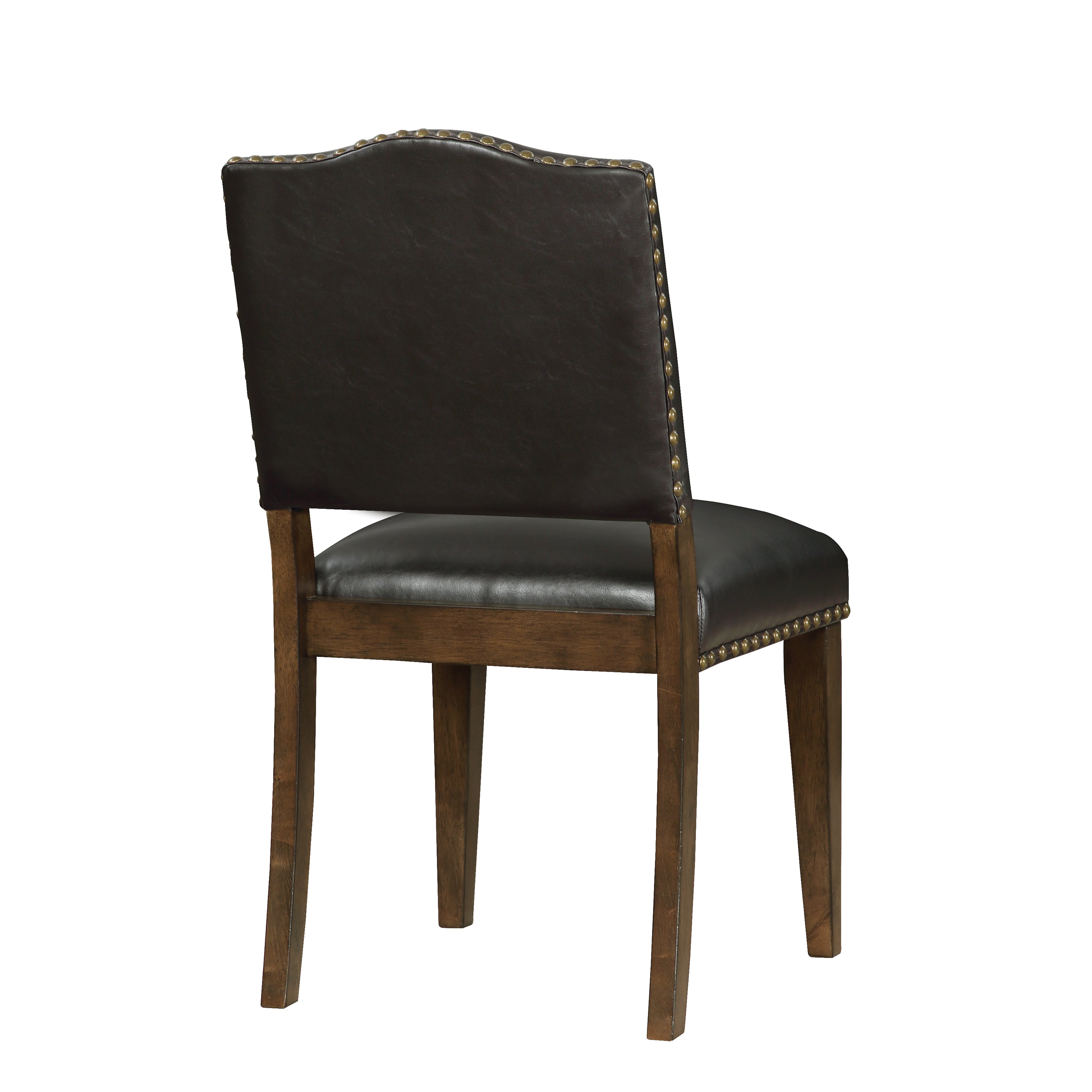 Dahlia Brown Faux Leather Dining Chair with Nail Heads - Set of 2