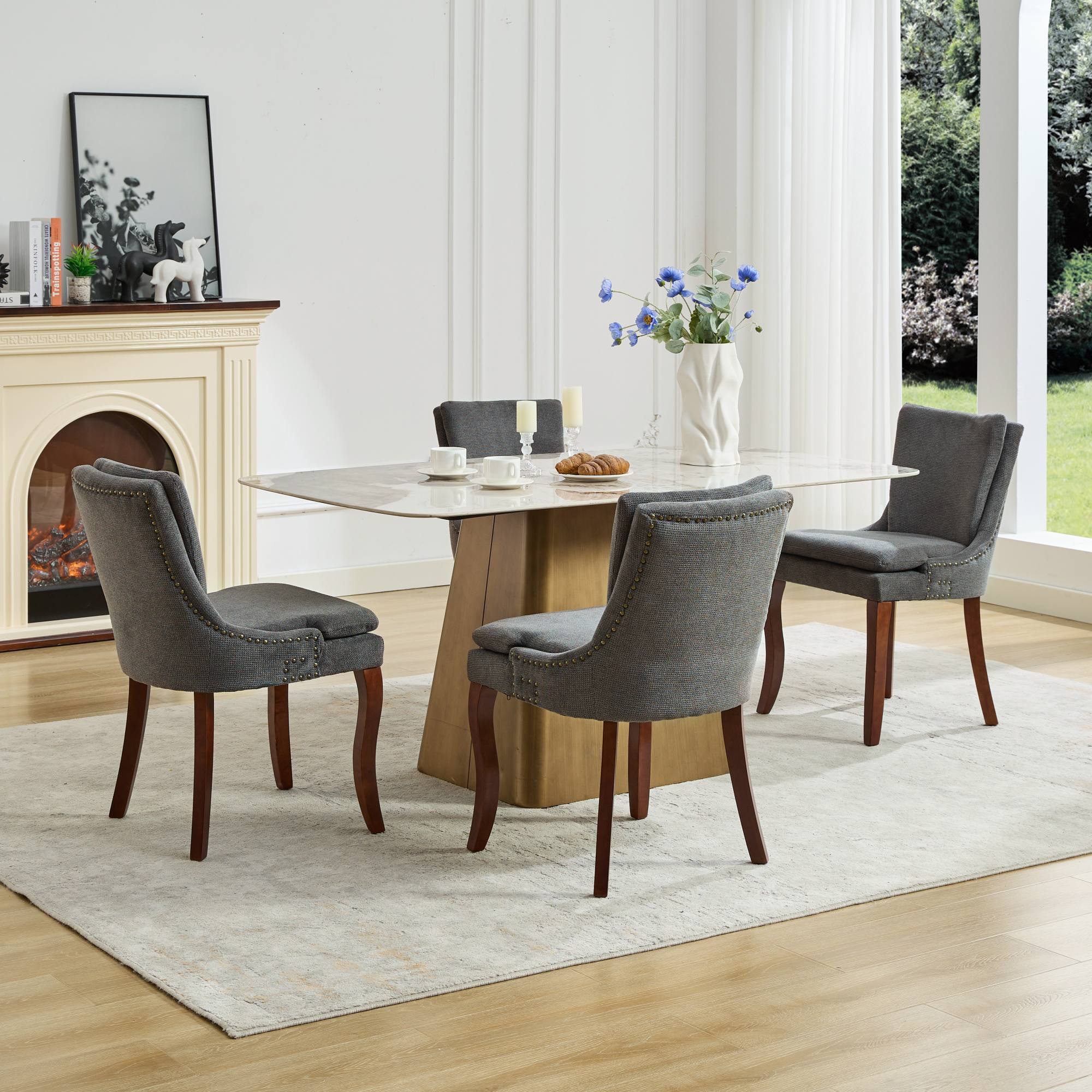 Modern Dining Chairs Set of 2, Gray