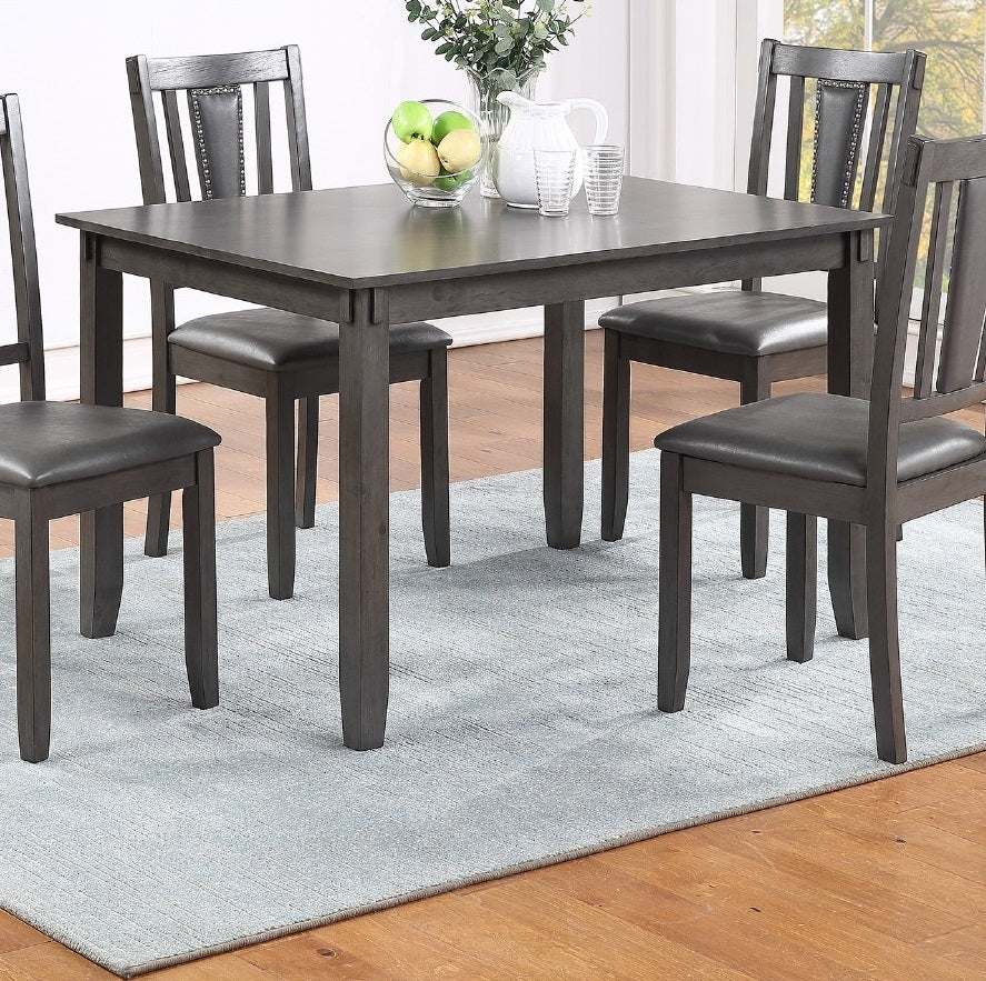 Grey Finish Dinette 5pc Set - Table with wooden Top, Upholstered Cushion Chairs