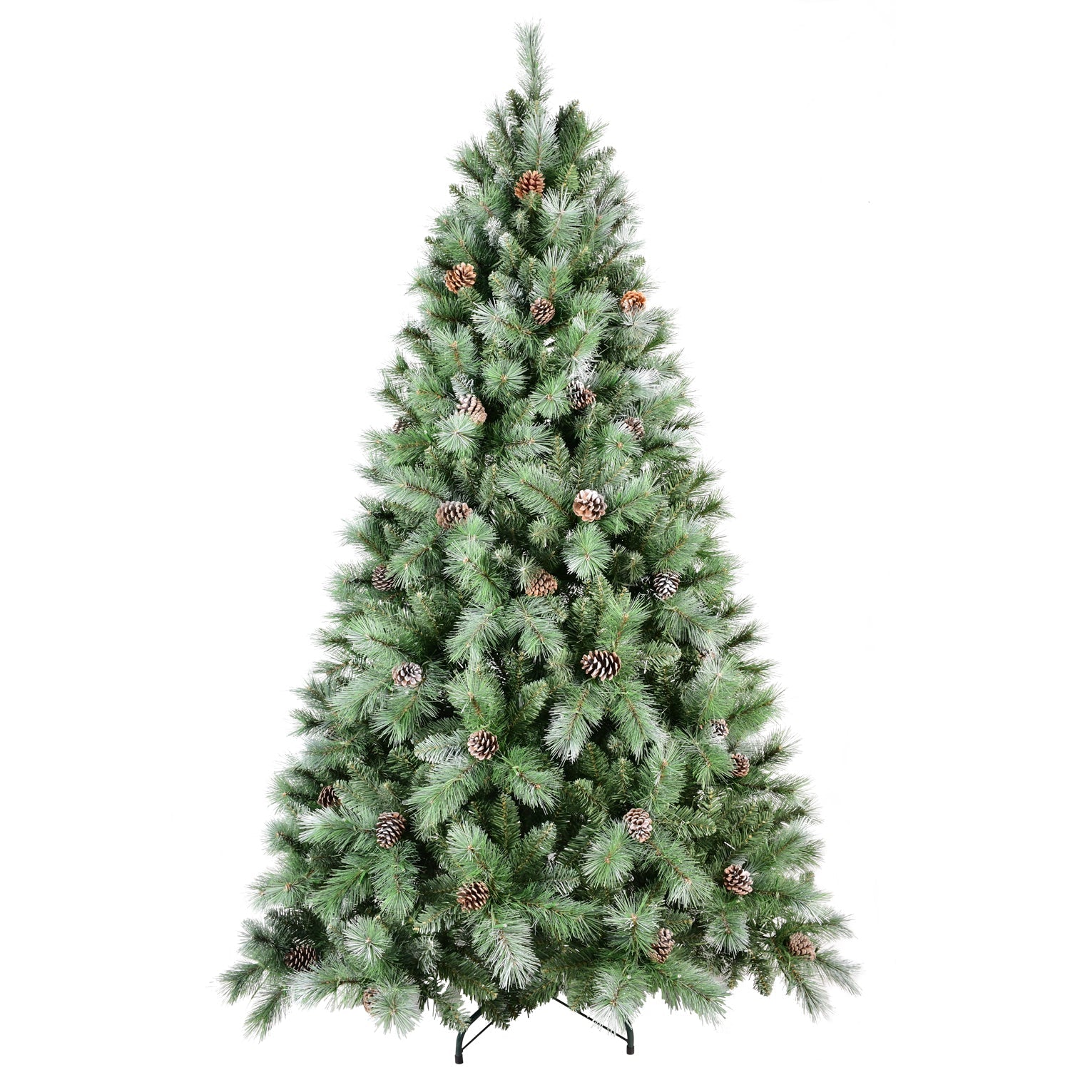 8FT Scotch Pine Christmas Tree, Premium Frosted Pre-Decorated Artificial Holiday Decor w/ 1,858 Branch Tips