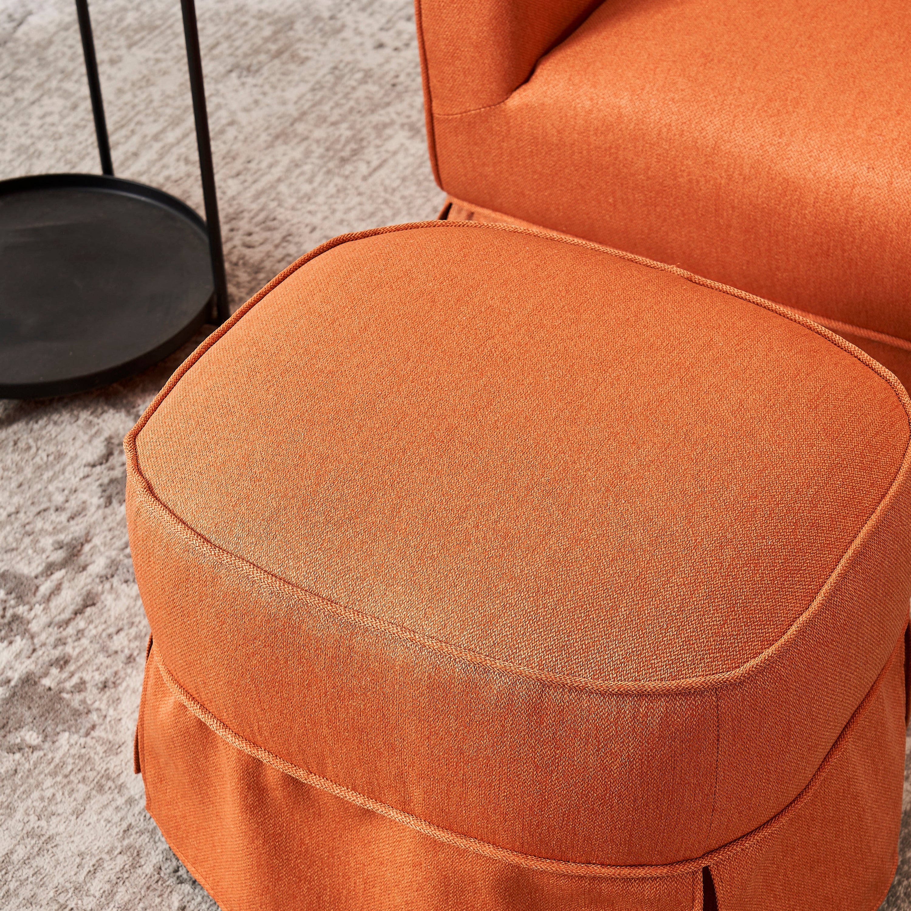 Swivel Barrel Chair With Ottoman, Swivel Accent Chairs Armchair  (Orange)