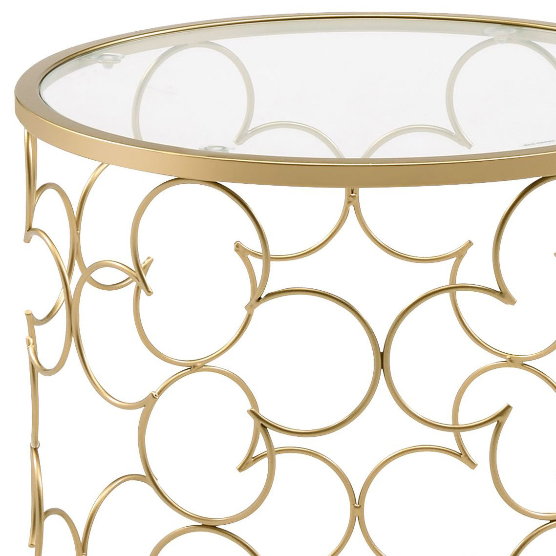 Flowie Clear Glass Top Gold Finish Nesting Table