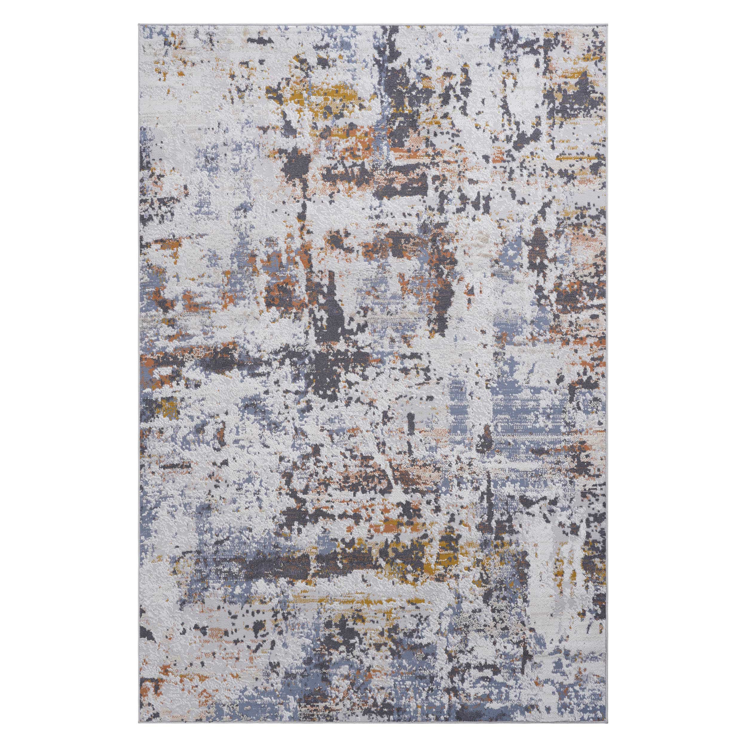 8X10 Ivory/Blue /Abstract Non-Shedding and Stain Resistant Area Rug