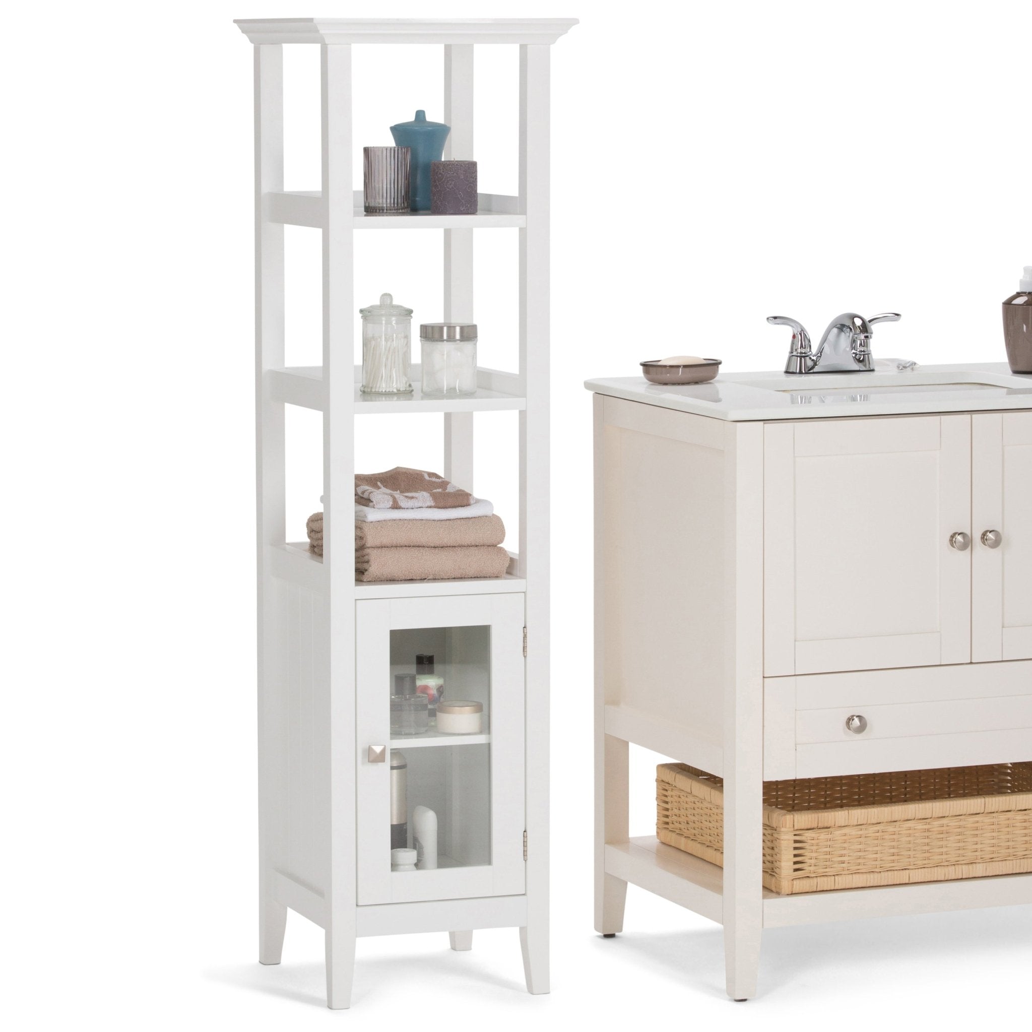 Acadian - Bath Storage Tower - Pure White