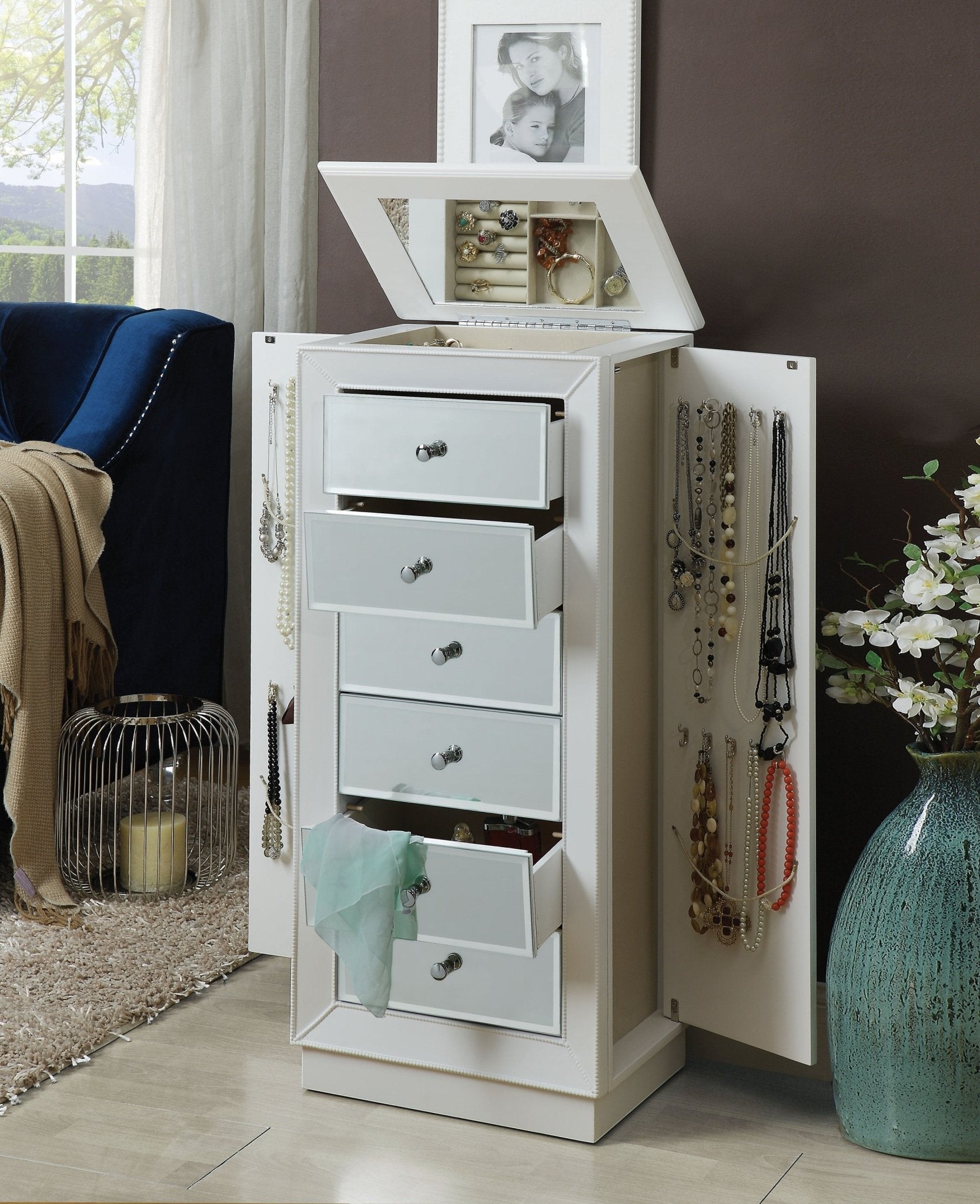 Taylor Jewelry Armoire in White