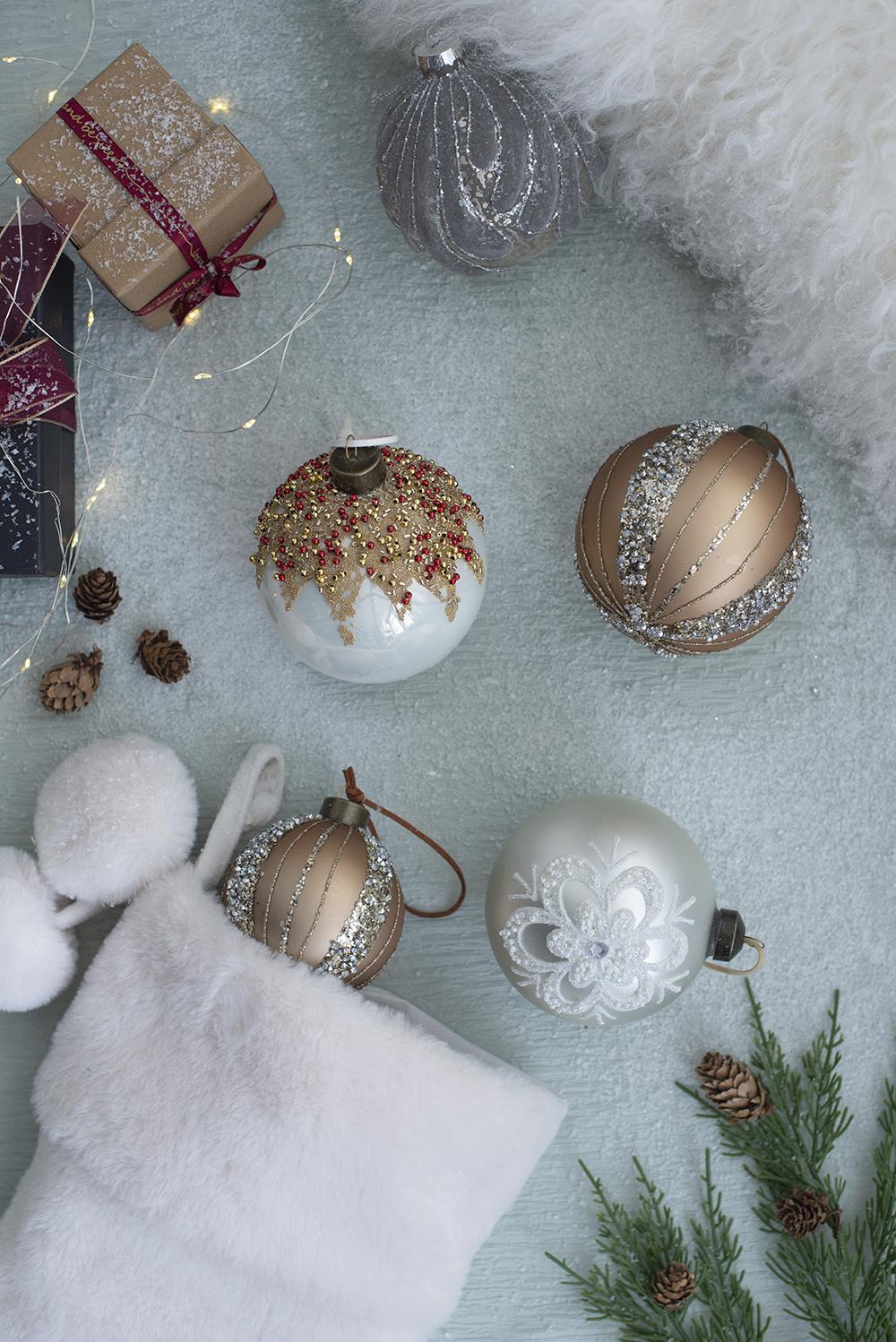 Gold and Silver Glitter  Christmas Ball Ornaments, Set of 12