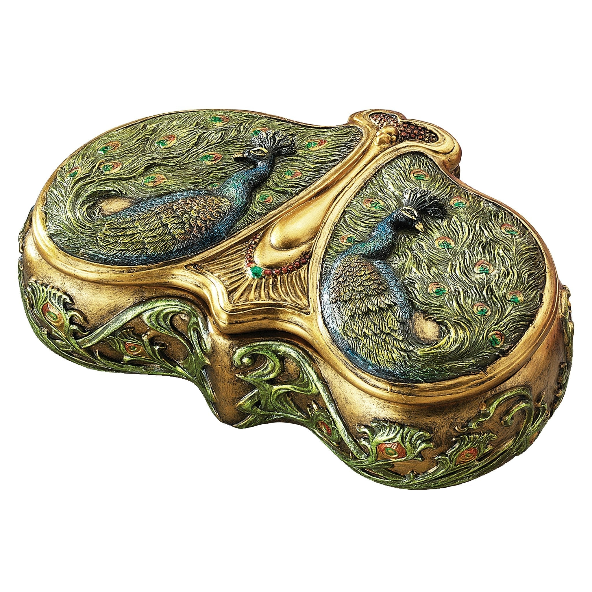 Art Nouveau Twin Peacock Jewel Box