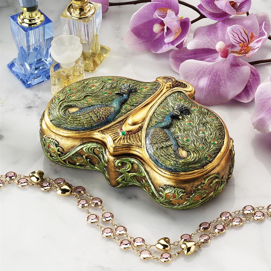 Art Nouveau Twin Peacock Jewel Box