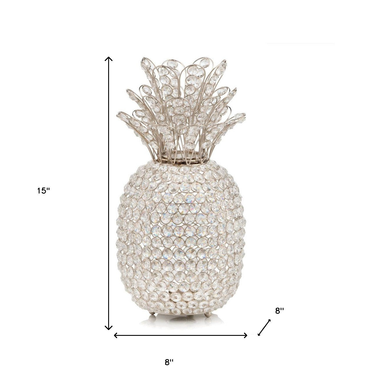 Silver Faux Crystal Decorative Pineapple