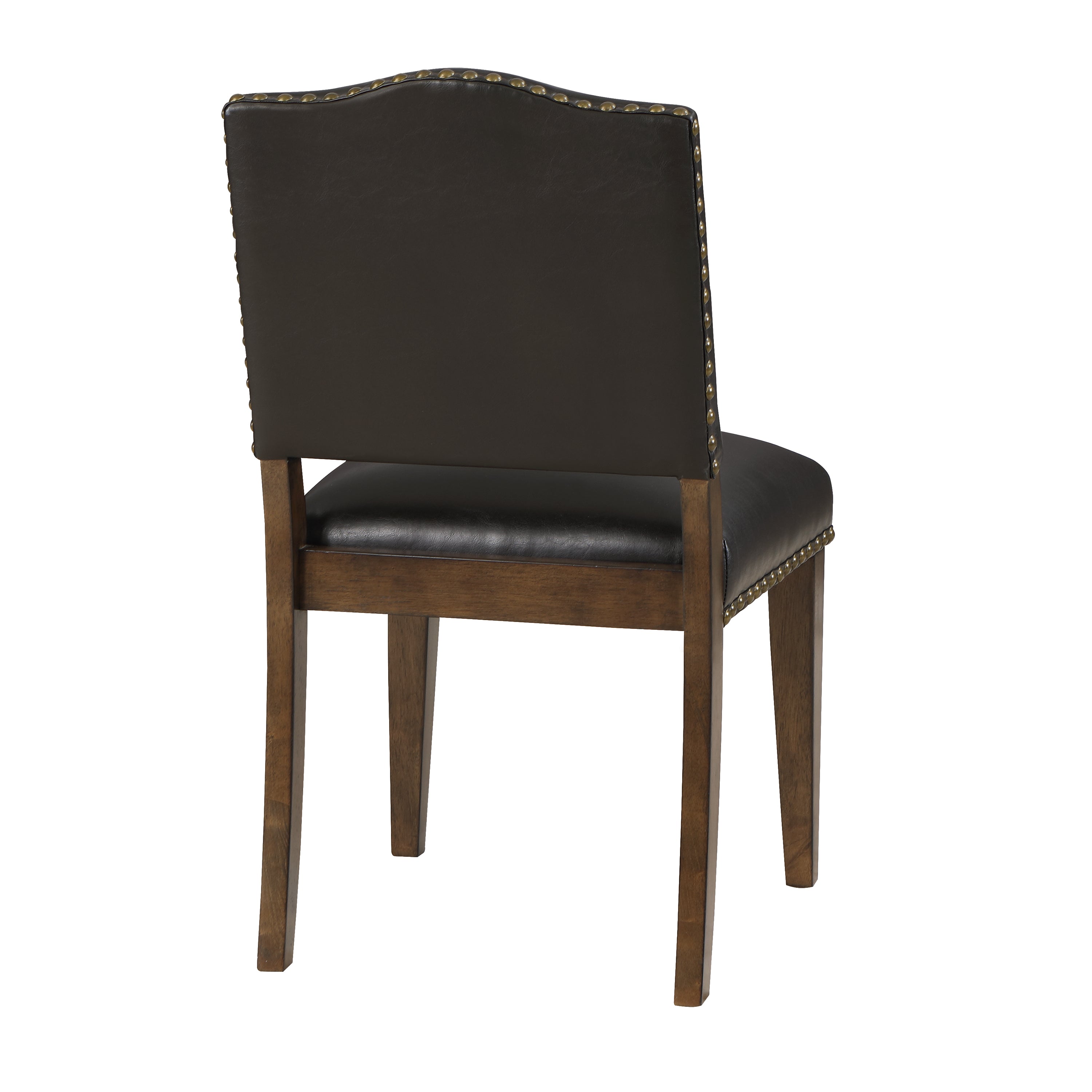 Dahlia Brown Faux Leather Dining Chair with Nail Heads - Set of 2