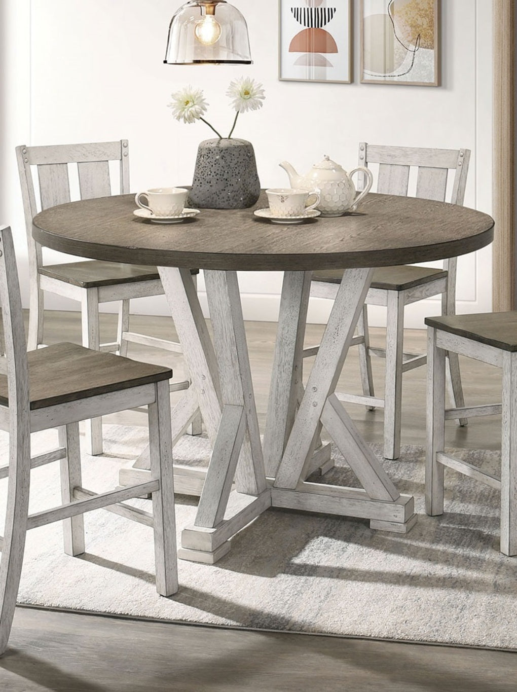 Counter-Height Dining Set with Round Pedestal Table