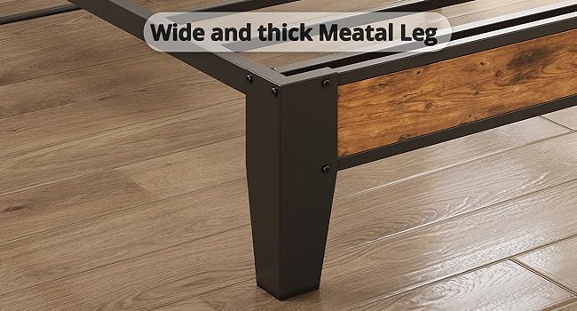 Floating Bed Frame with Storage Headboard & Charging Port