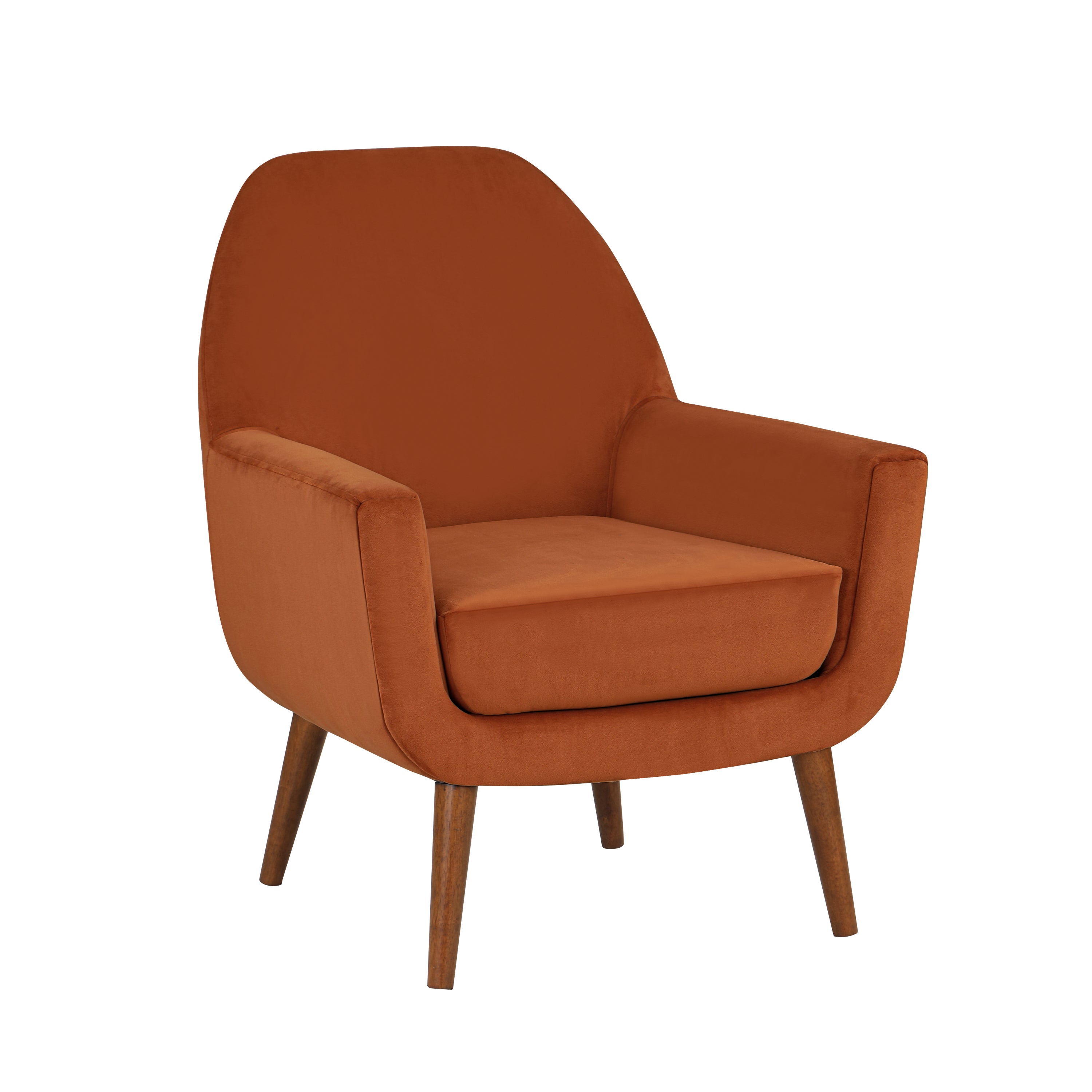 Astrid Mid-Century Burnt Orange Velvet Arm Chair