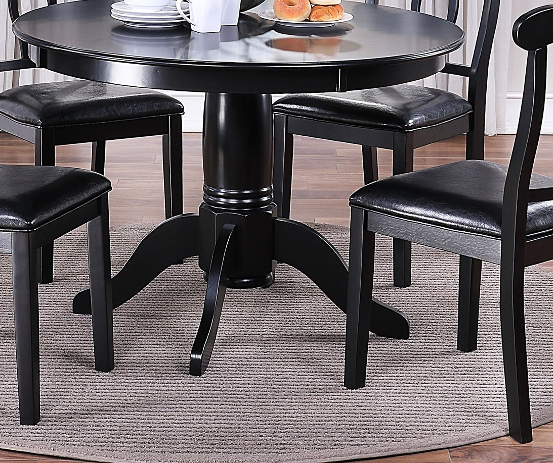 Black 5-Piece Dining Set with Round Pedestal Table