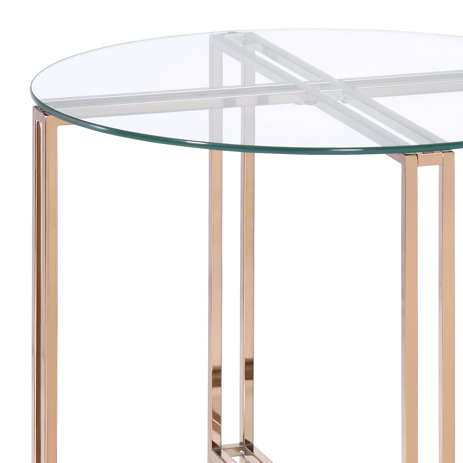 Veises Clear Glass Top with Champagne Finish End Table