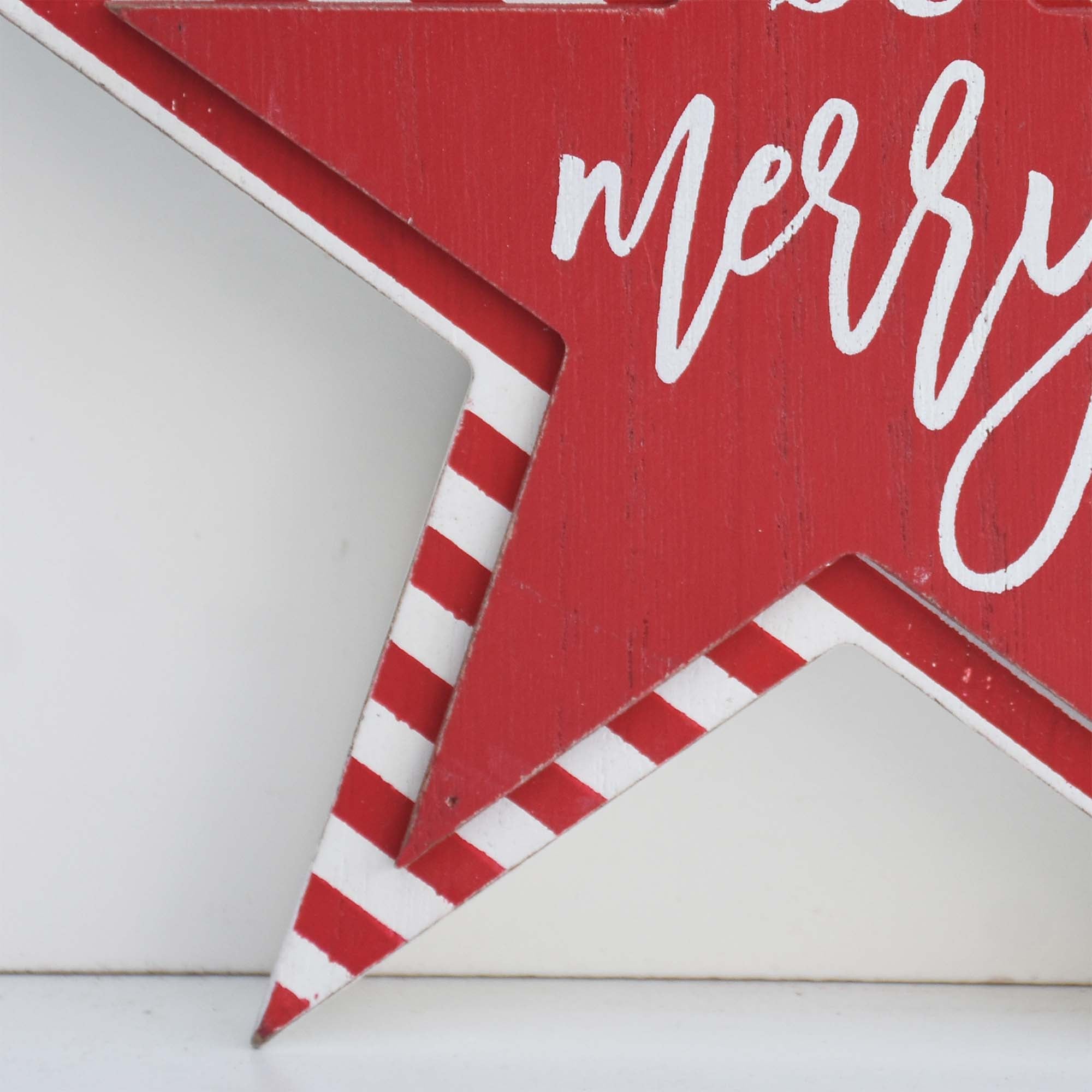 Be Merry Star-shaped Christmas Wood Tabletop Photo Holder