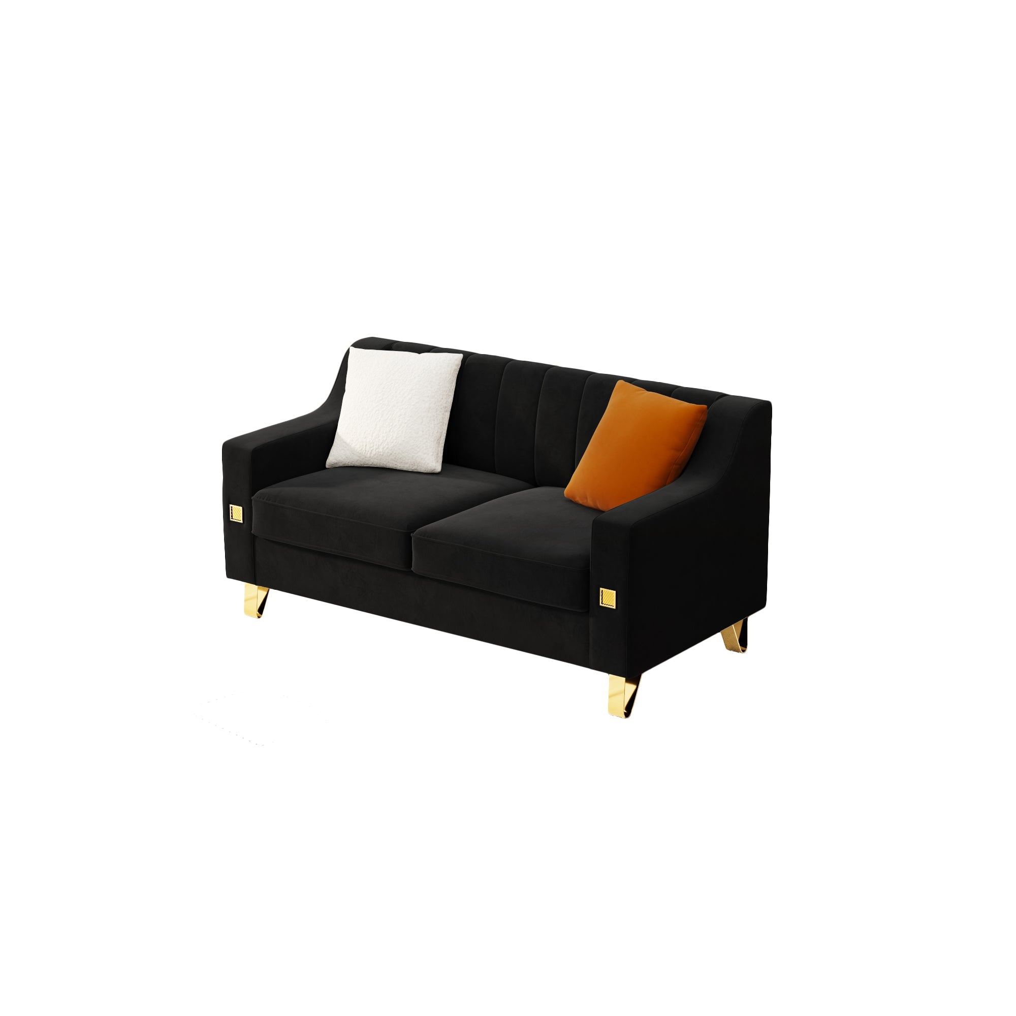 2 Person Black Velvet Loveseat