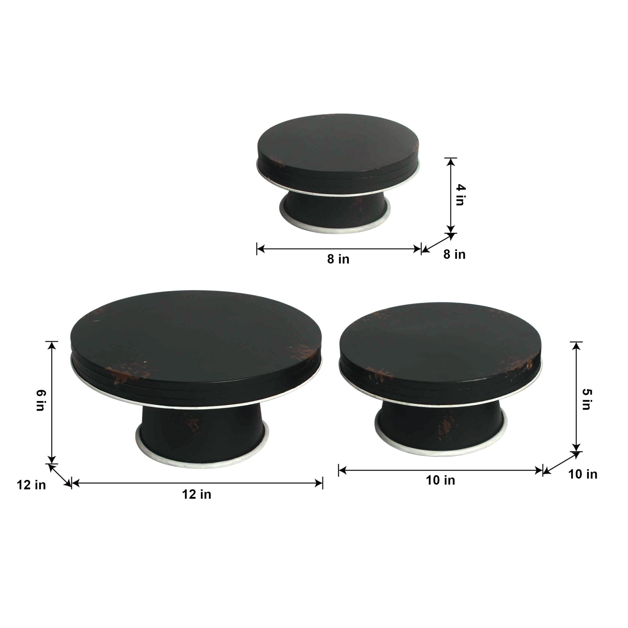 Black Distressed Enamel Pedestal Server Set