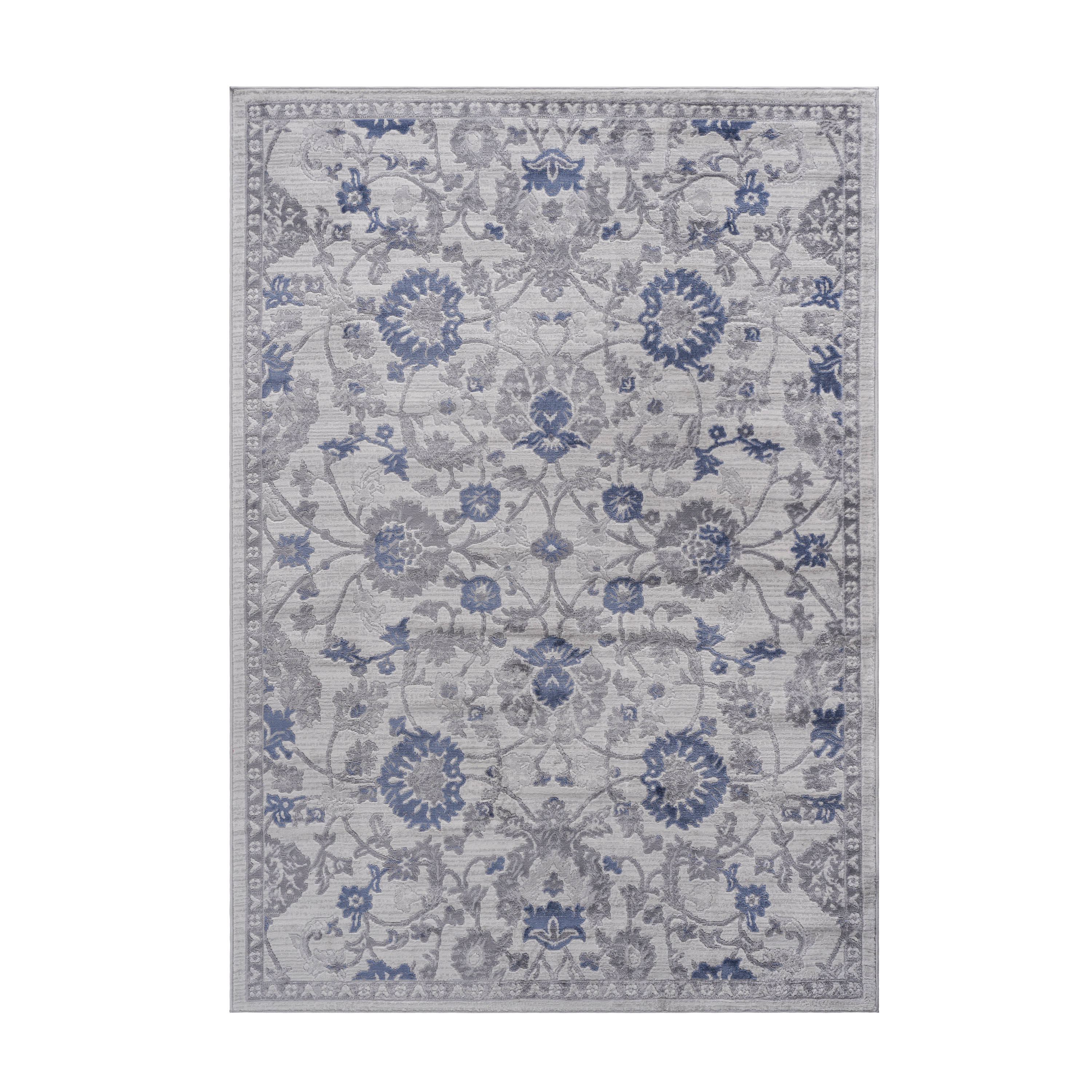 8X10 Blue/Silver/Oriental Non-Shedding and Stain Resistant Area Rug