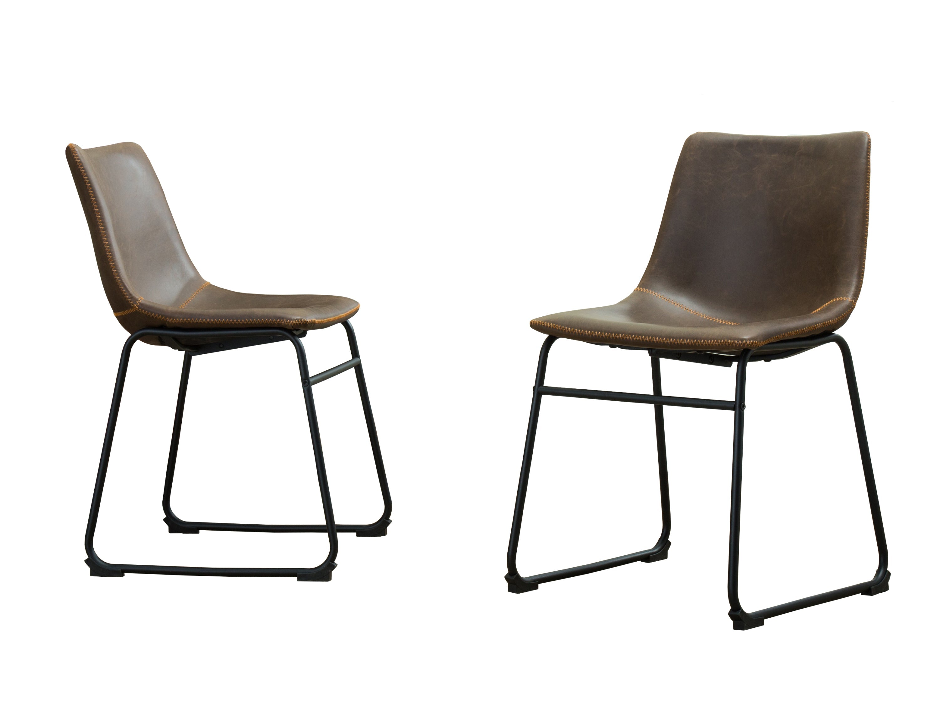 Lotusville Vintage Leather Dining Chairs, Set of 2, Antique Brown