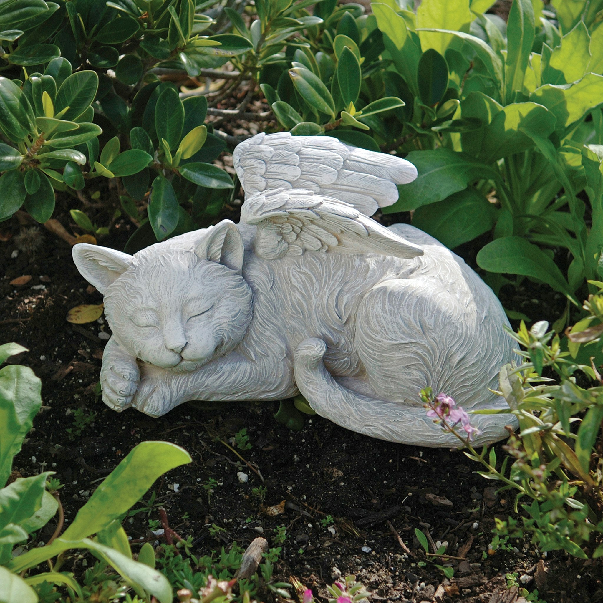 Cat Memorial Angel Pet Statue: Stone