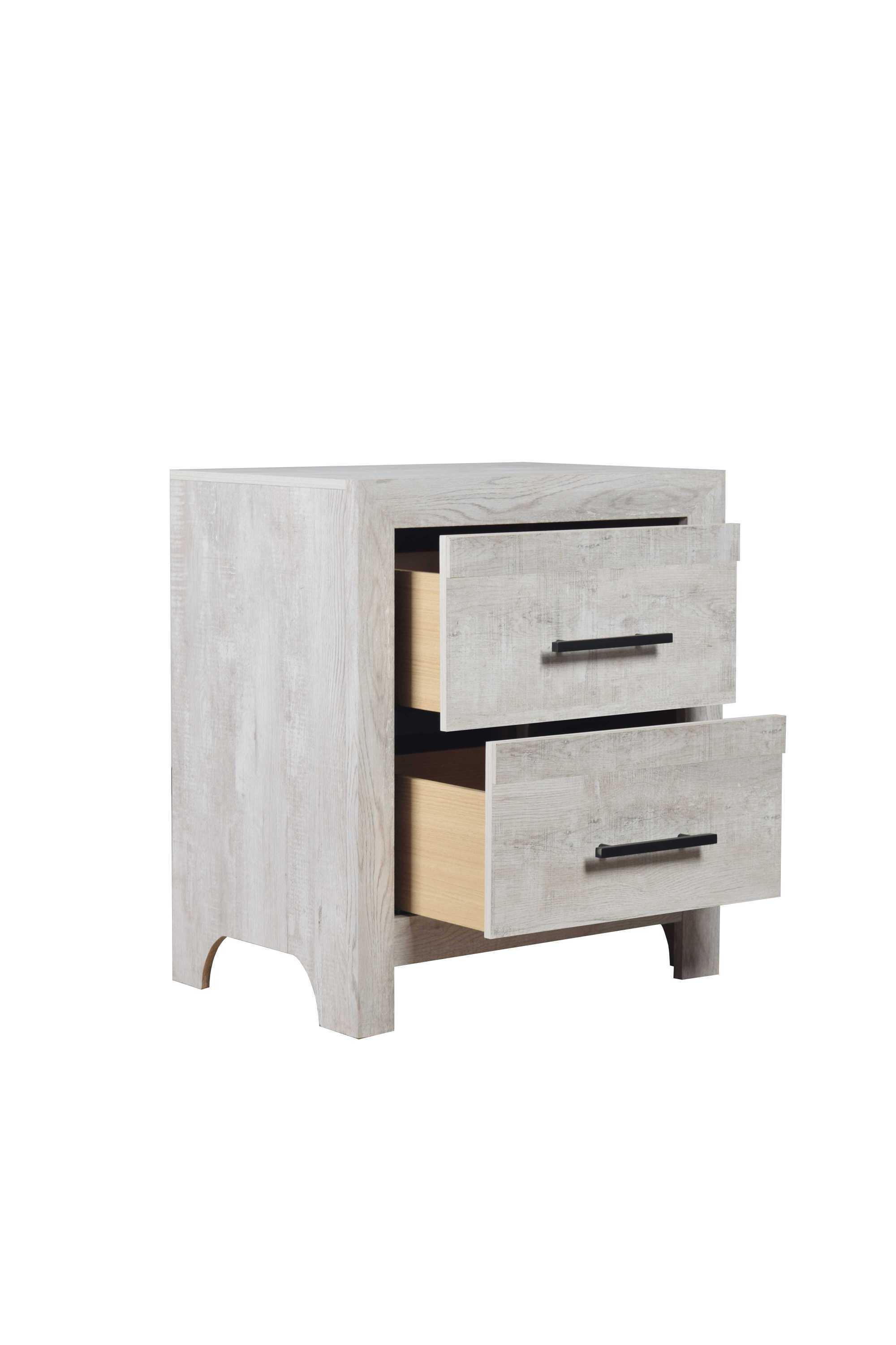 Denver Modern Style 2-Drawer Nightstand Made with Wood in Gray