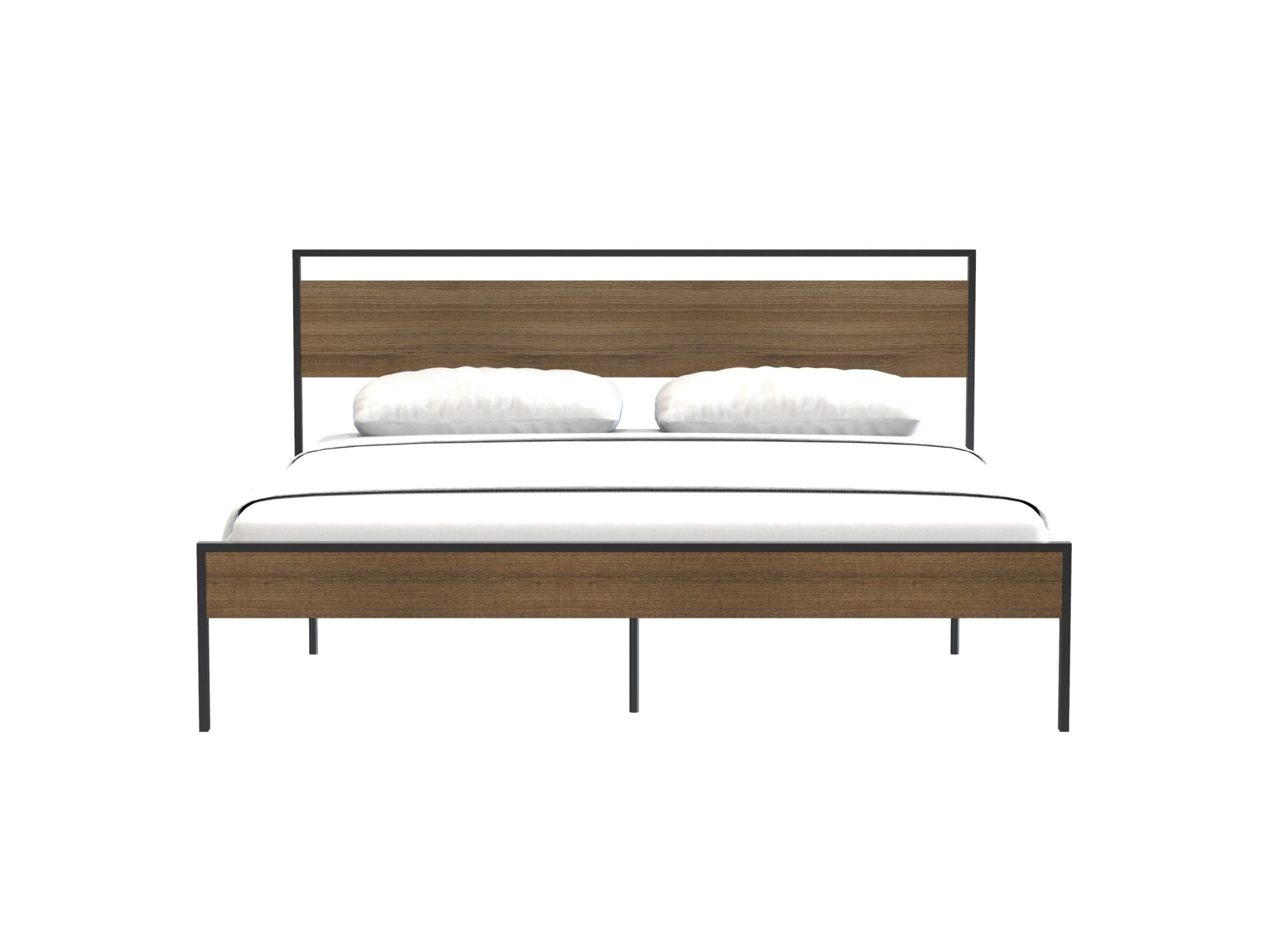 Ceres Metal Bed, Black with Cinnamon Wood Headboard&Footboard, King