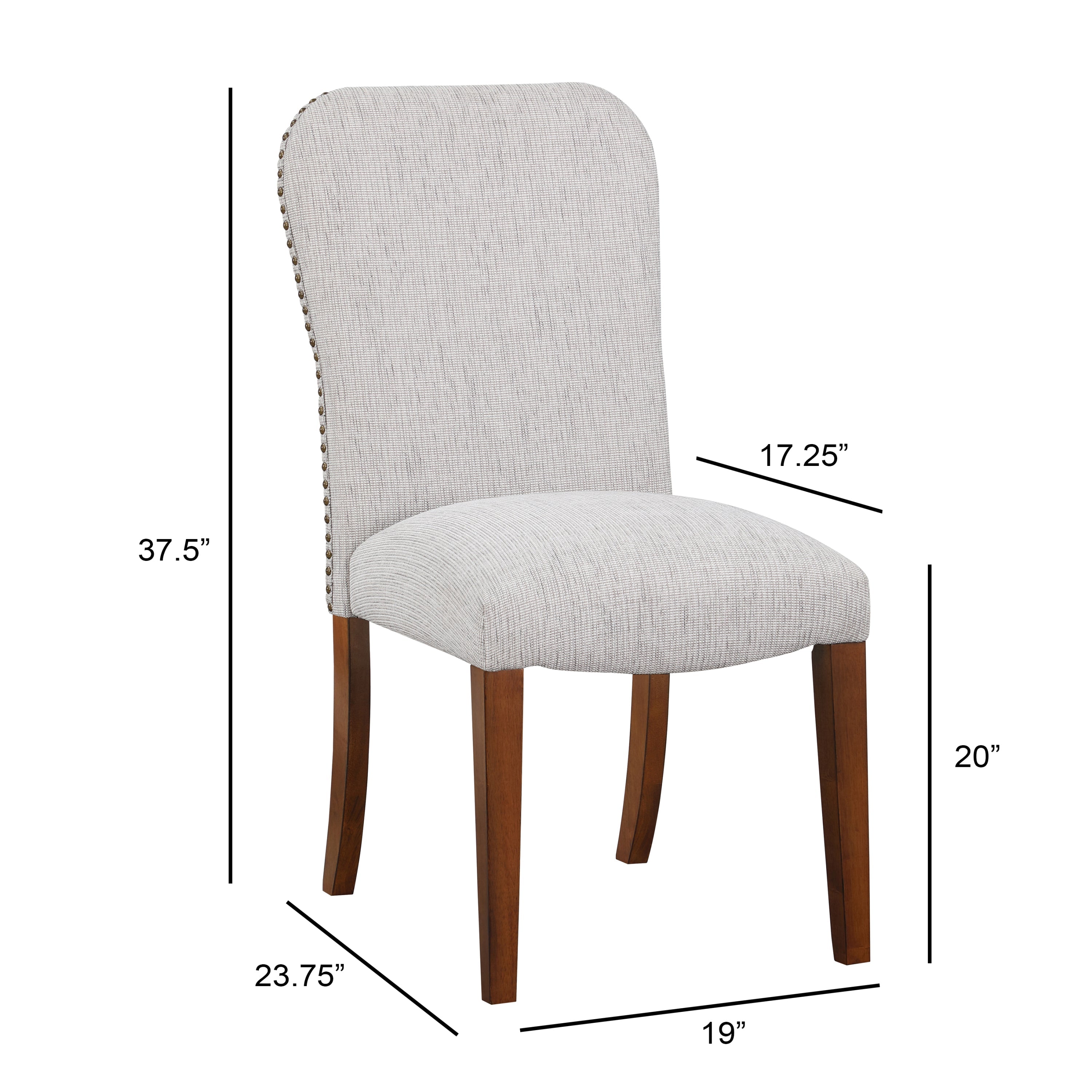 Sophia Sea Oat Dining Chair in Performance Fabric with Nail Heads - Set of 2