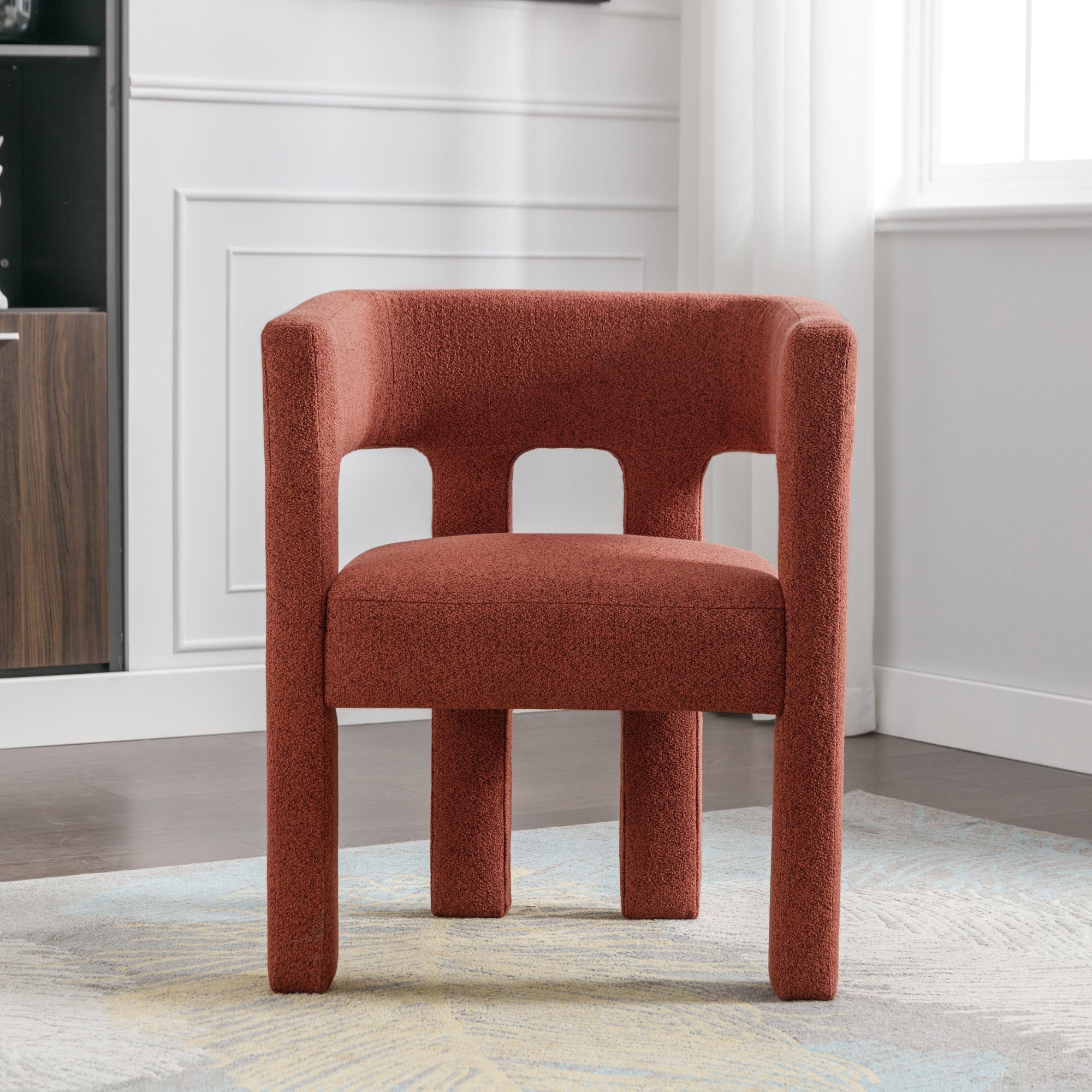 Contemporary Designed Fabric Upholstered Accent Chair , Orange