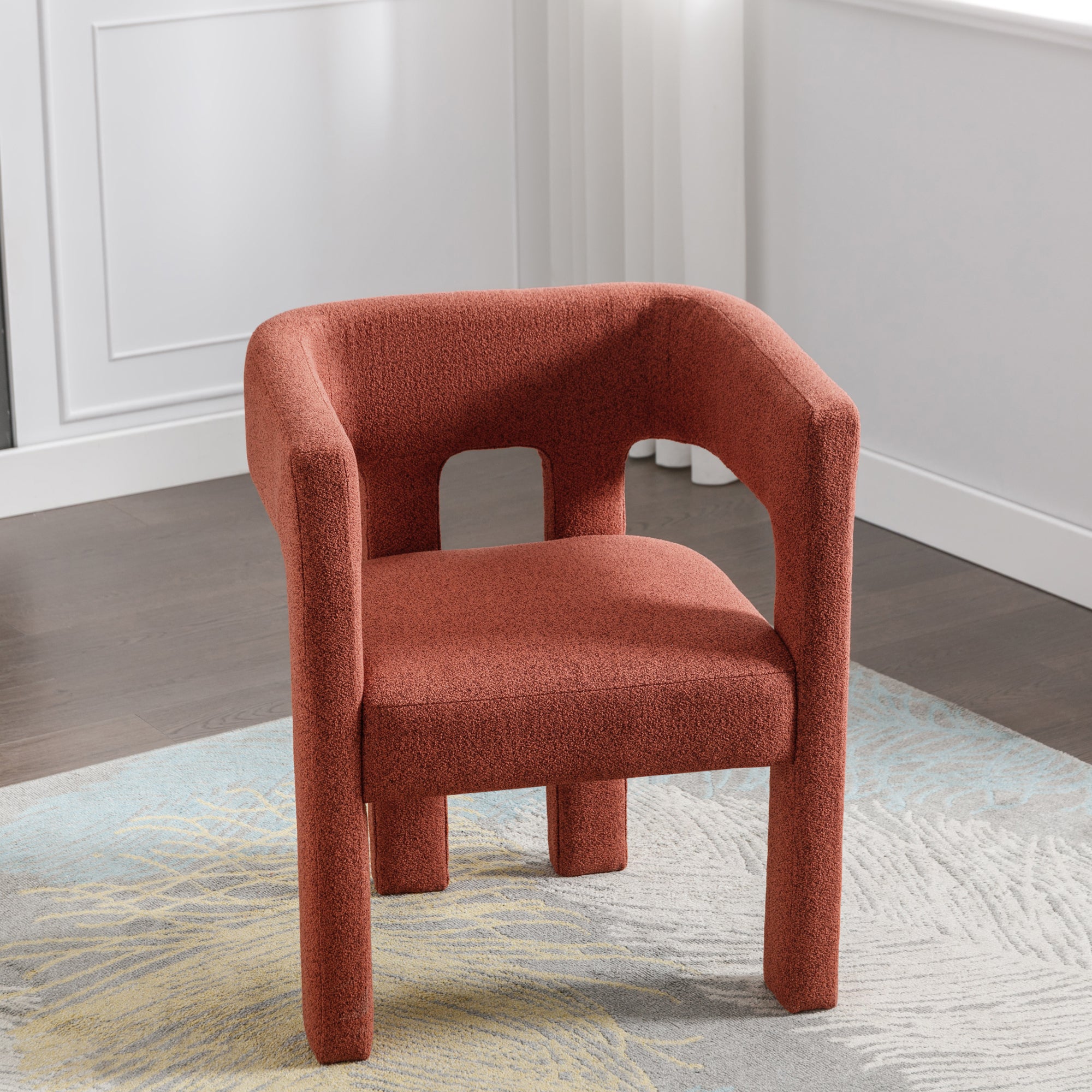 Contemporary Designed Fabric Upholstered Accent Chair , Orange