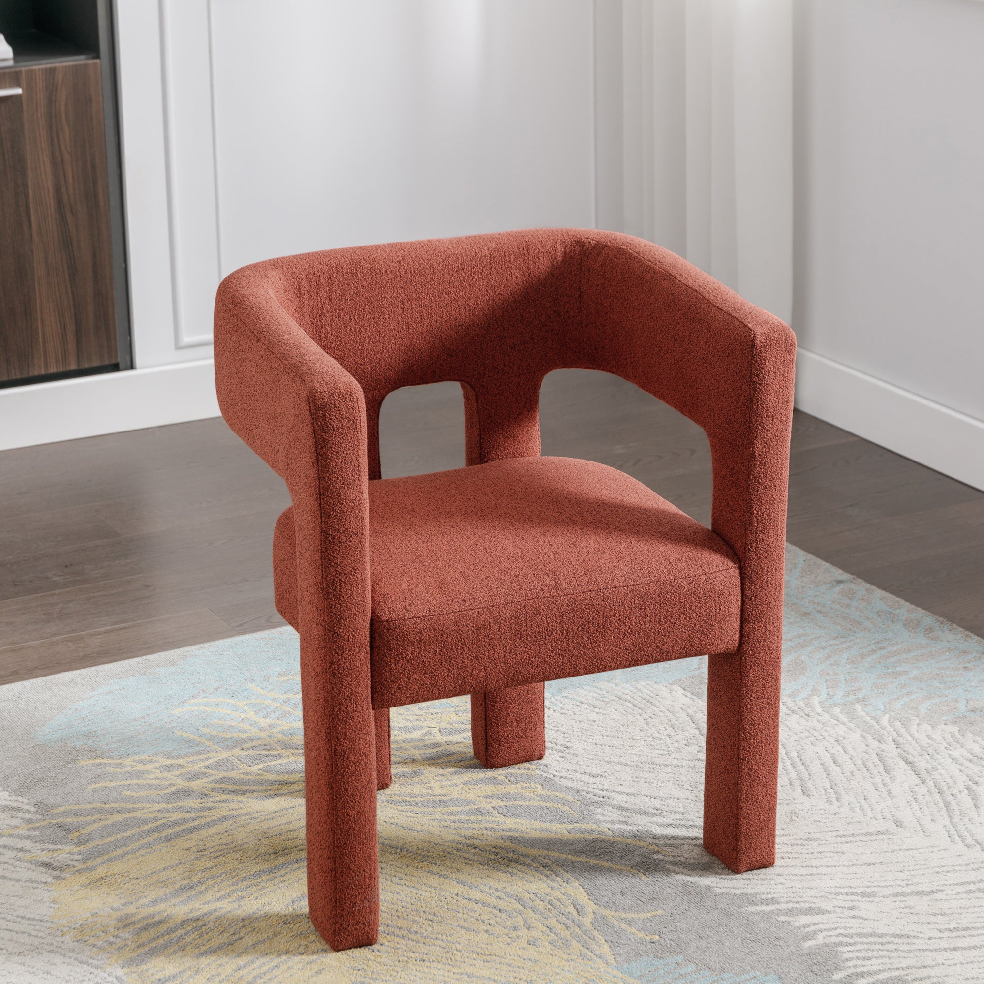 Contemporary Designed Fabric Upholstered Accent Chair , Orange