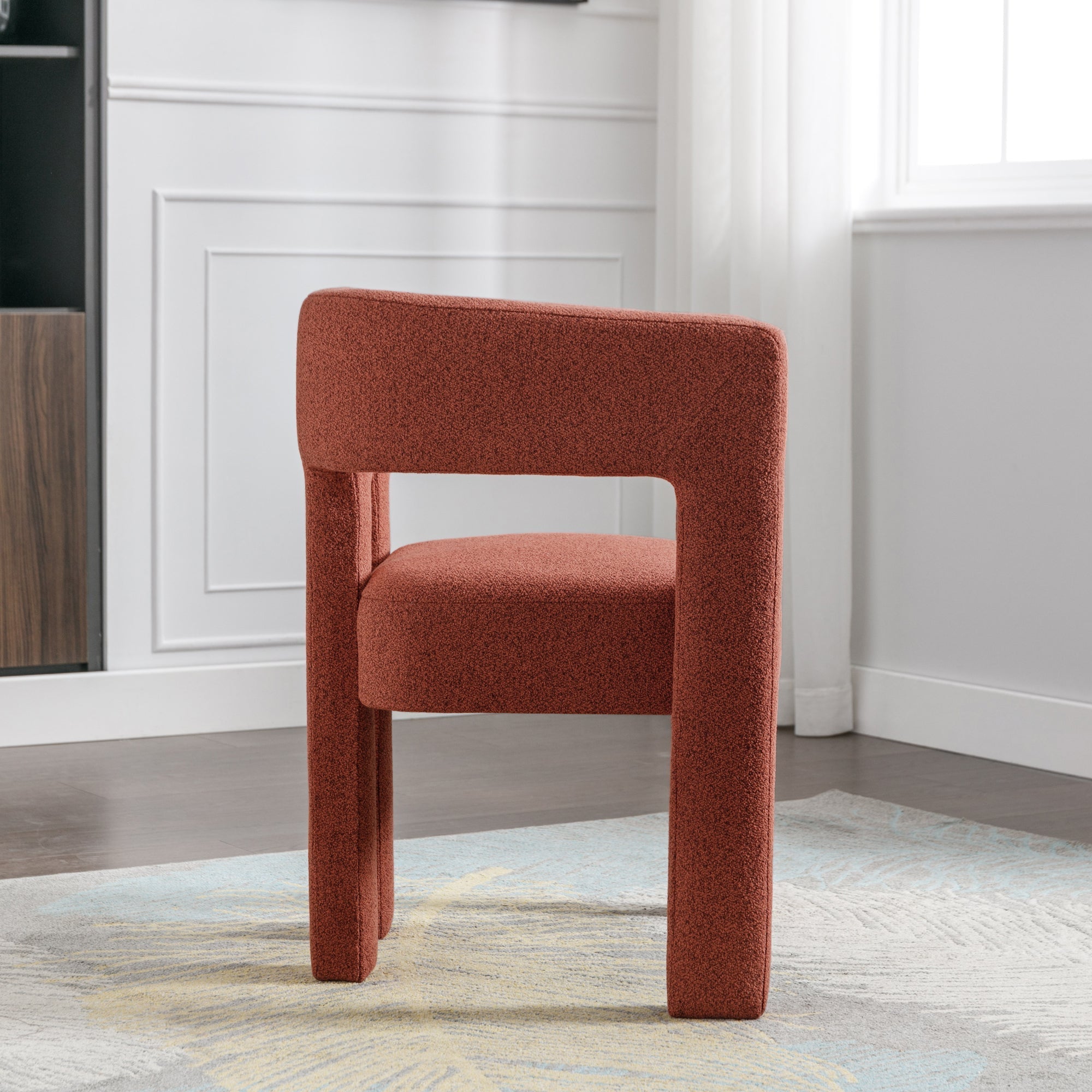 Contemporary Designed Fabric Upholstered Accent Chair , Orange