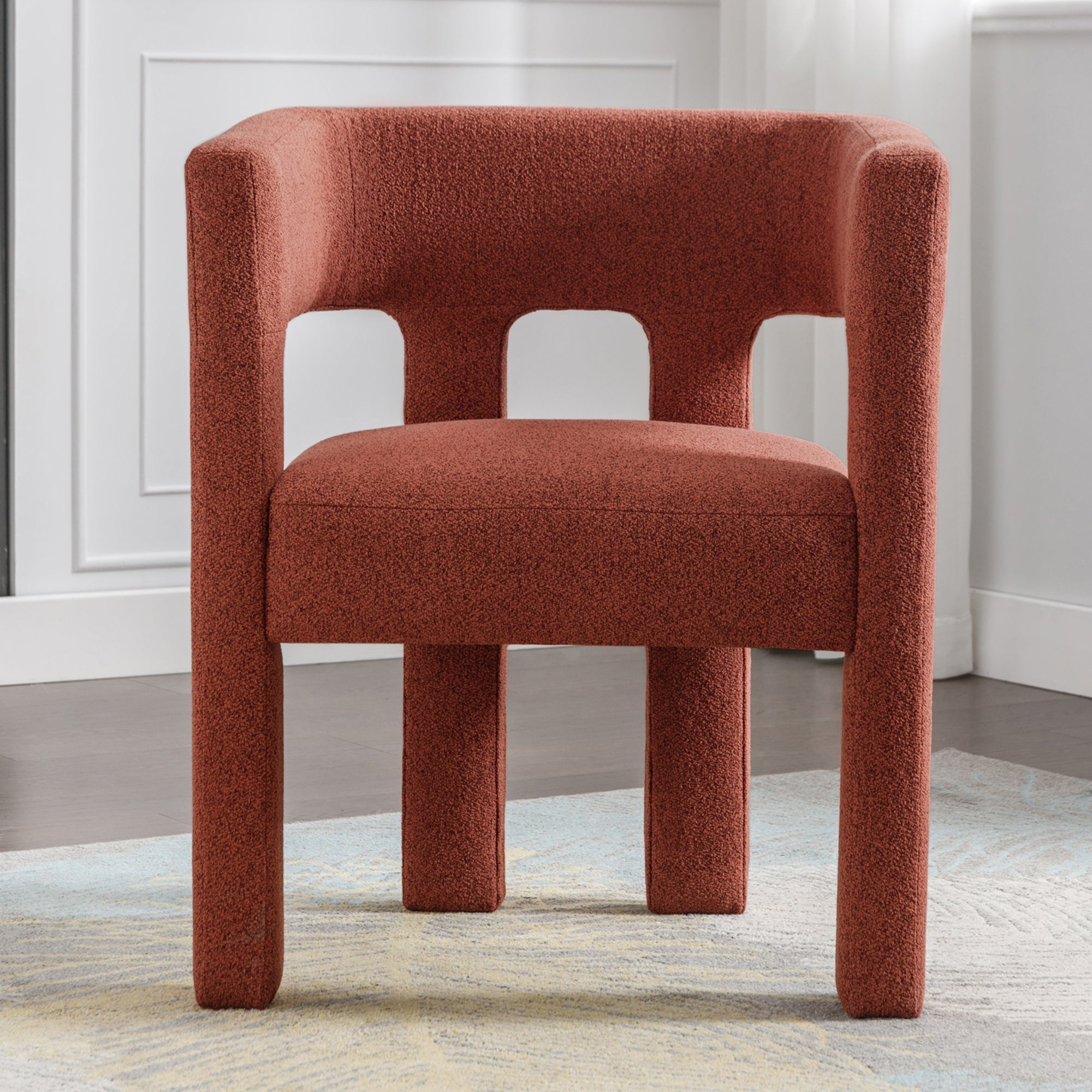 Contemporary Designed Fabric Upholstered Accent Chair , Orange