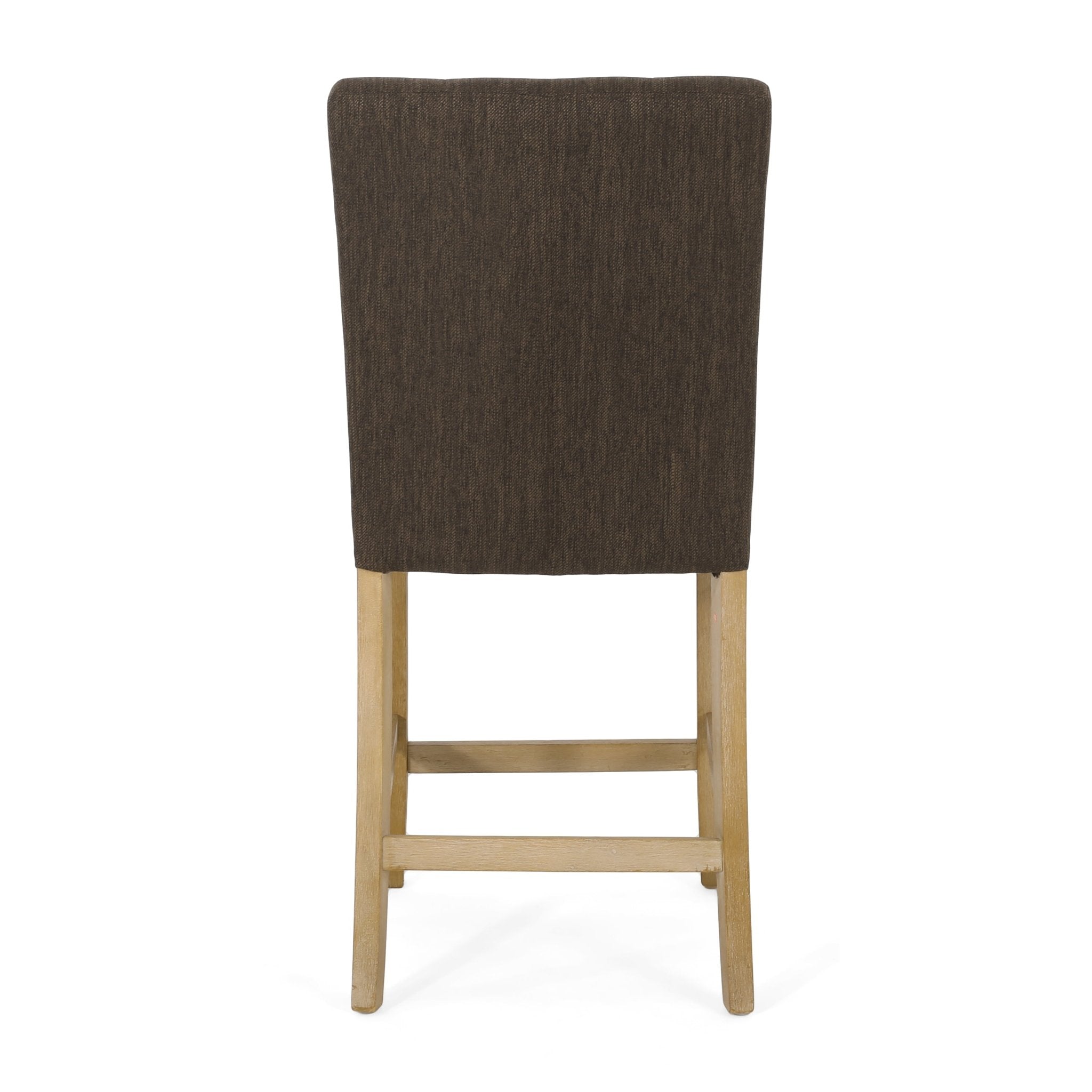 Contemporary Fabric Button Tufted 26 Inch Counter Stools, Set of 2, Brown