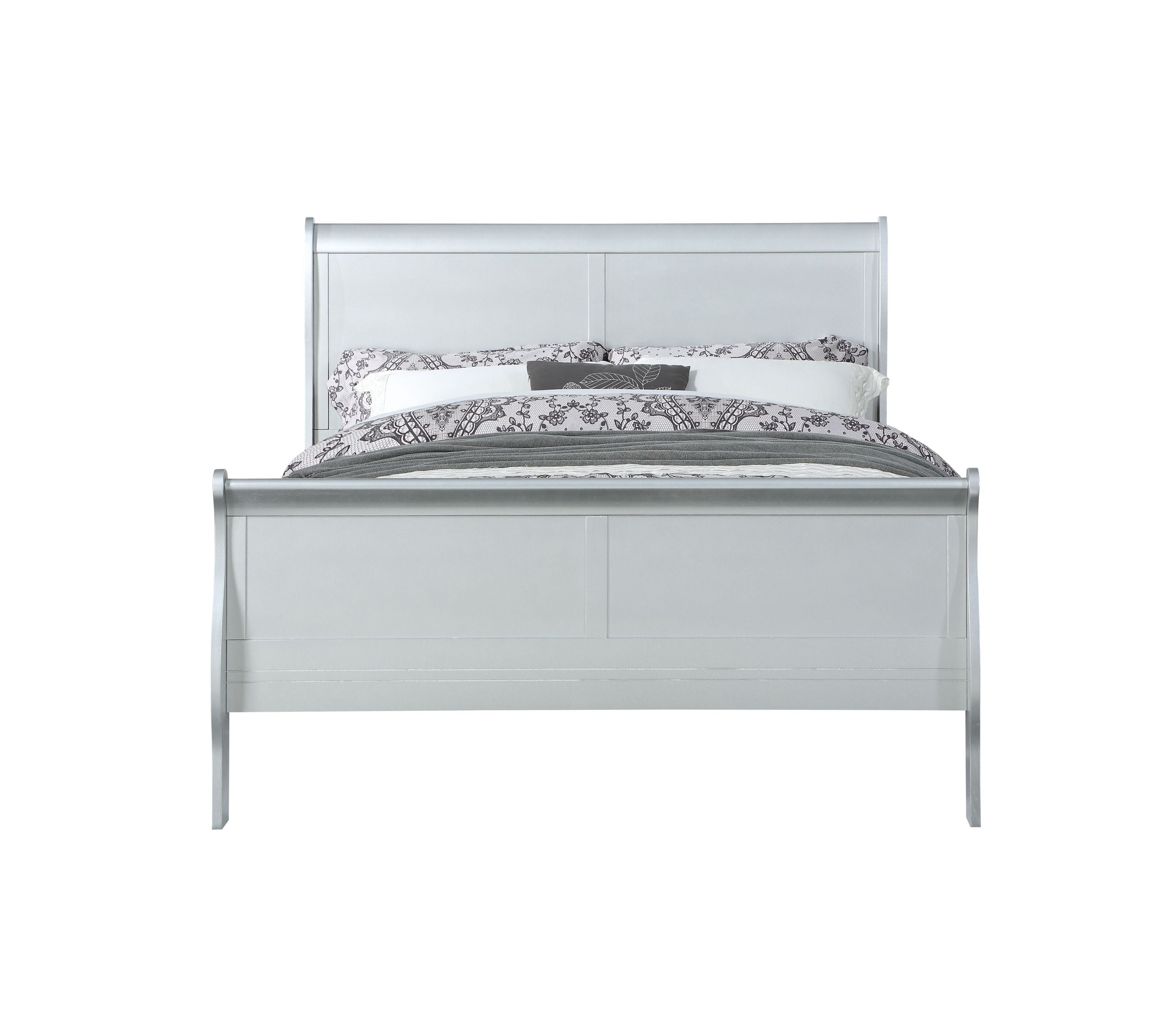 Louis Philippe Platinum Finish Queen Sleigh Bed