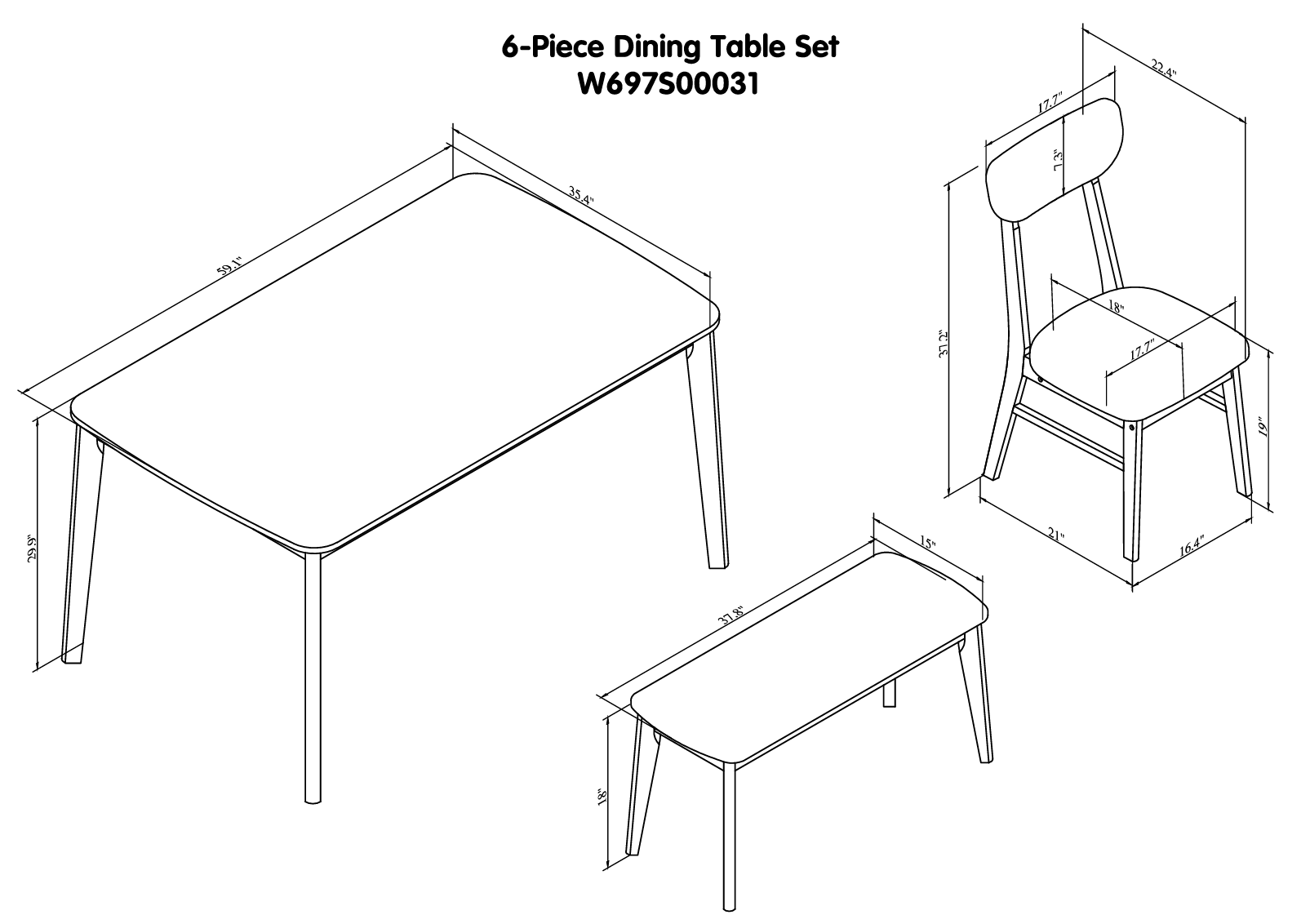 Solid Wood Dining Set