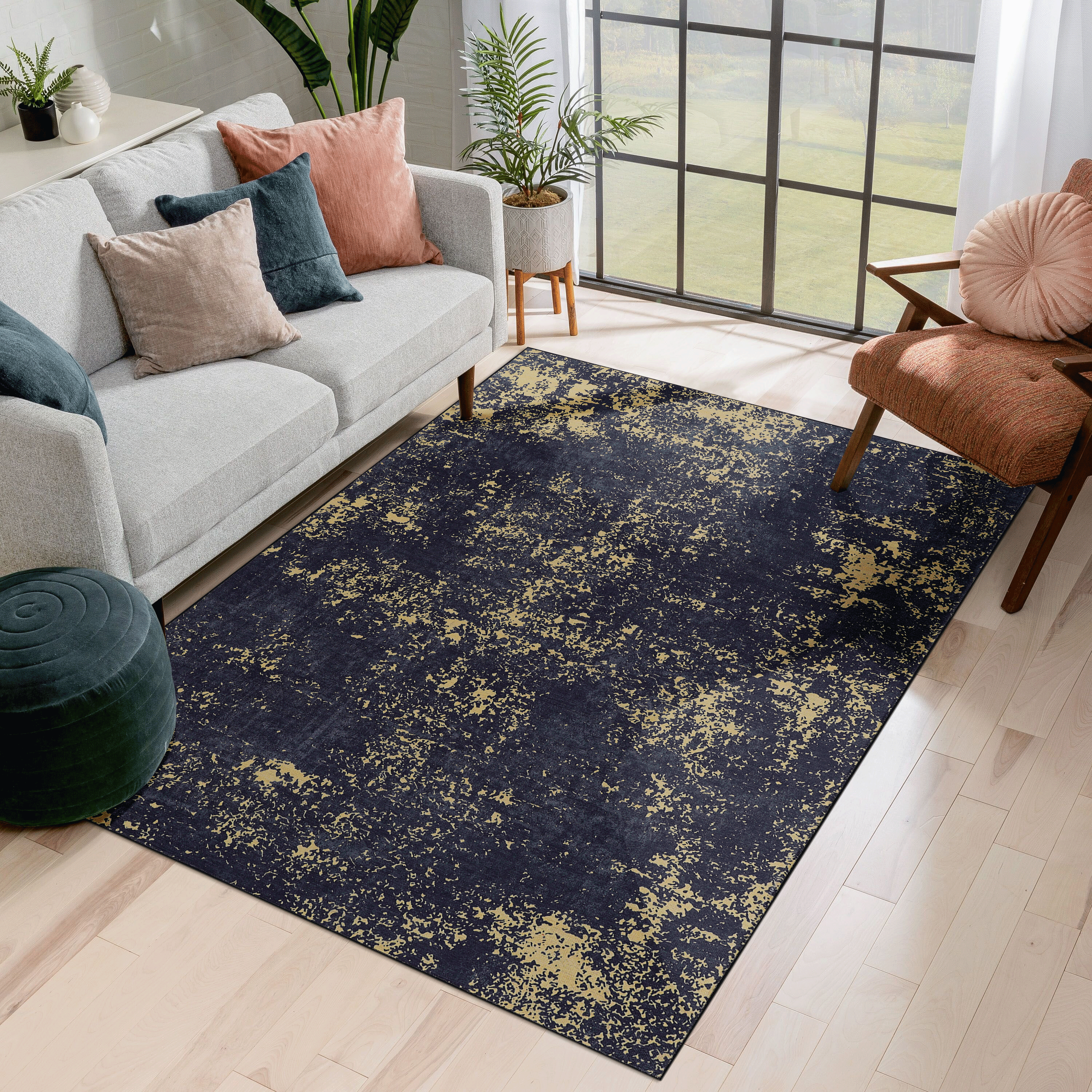 6x9 Area Rugs, Washable Rug, Low-Pile, Non-Slip, Non-Shedding, Foldable, Kid & Pet Friendly