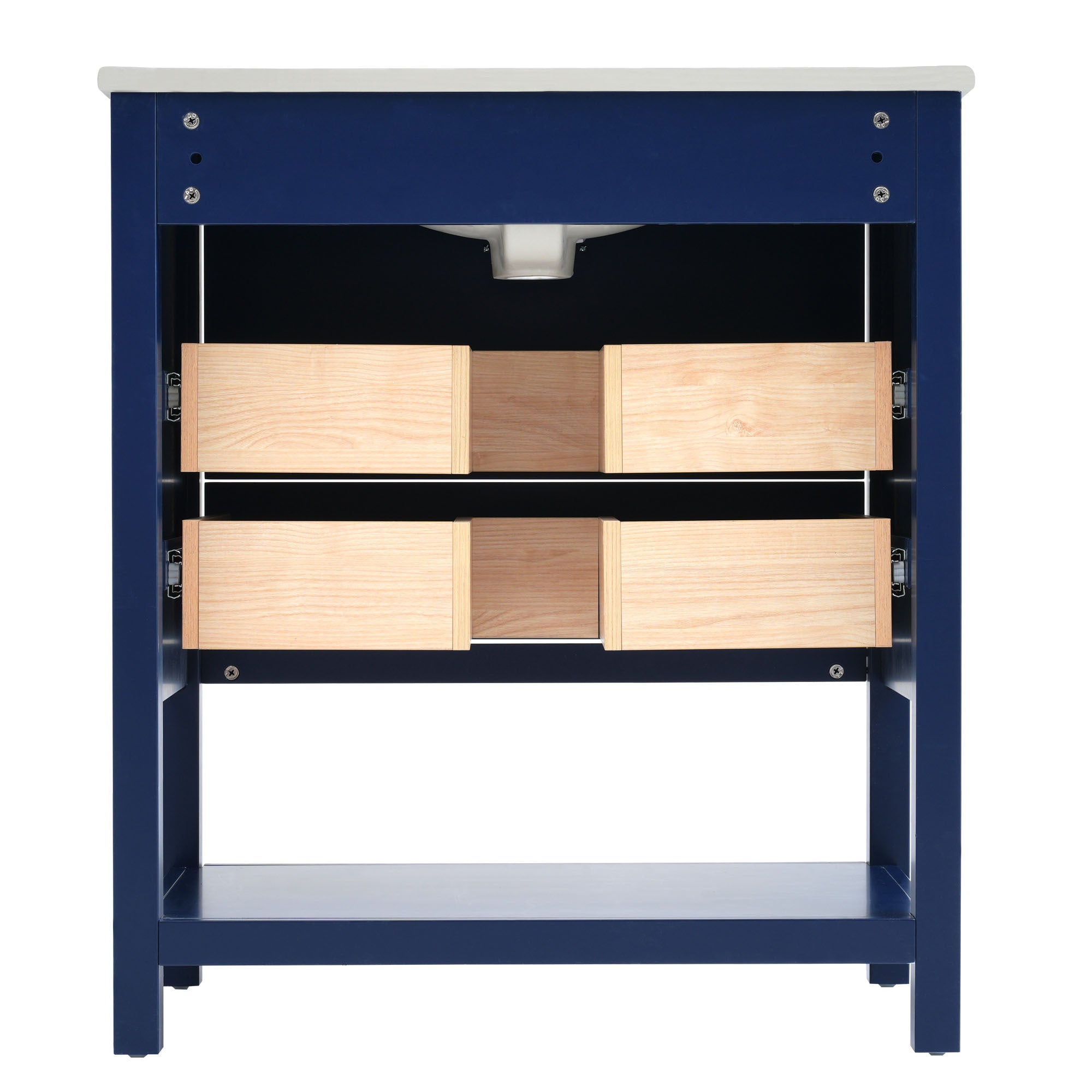 30inch Navy Blue/White Bathroom Vanity Cabinet Combo with Open Storge, Two Drawers