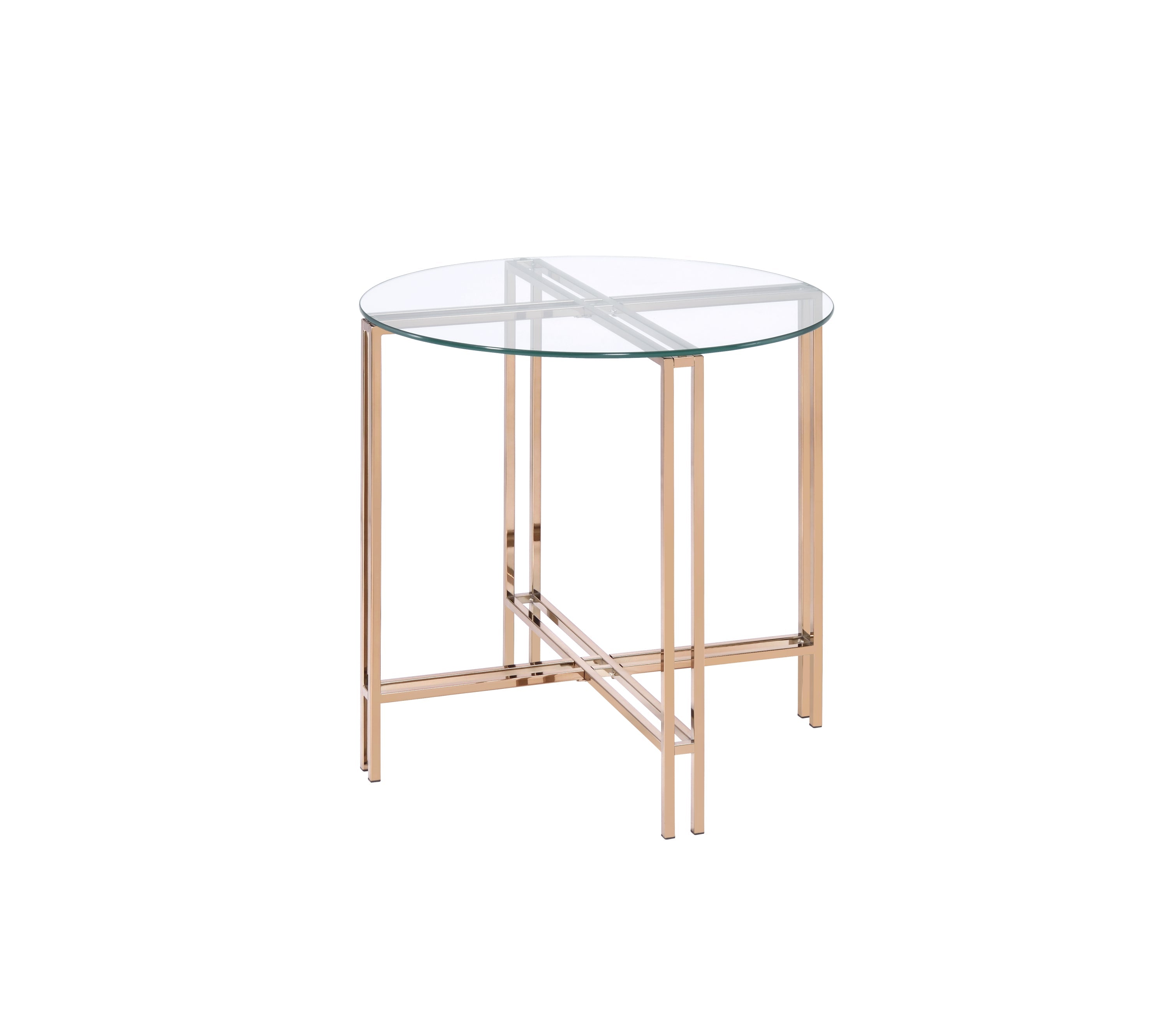 Veises Clear Glass Top with Champagne Finish End Table