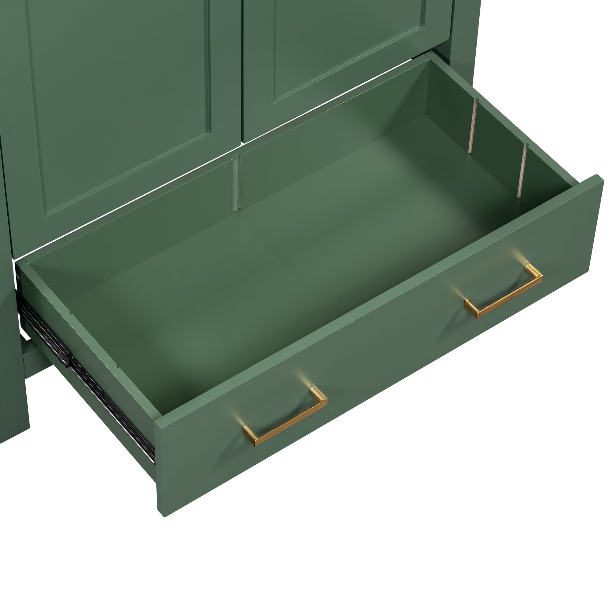 30" Green Bathroom Vanity with Single Sink, Storage Cabinet with 2 Doors and a Drawer, Soft Closure