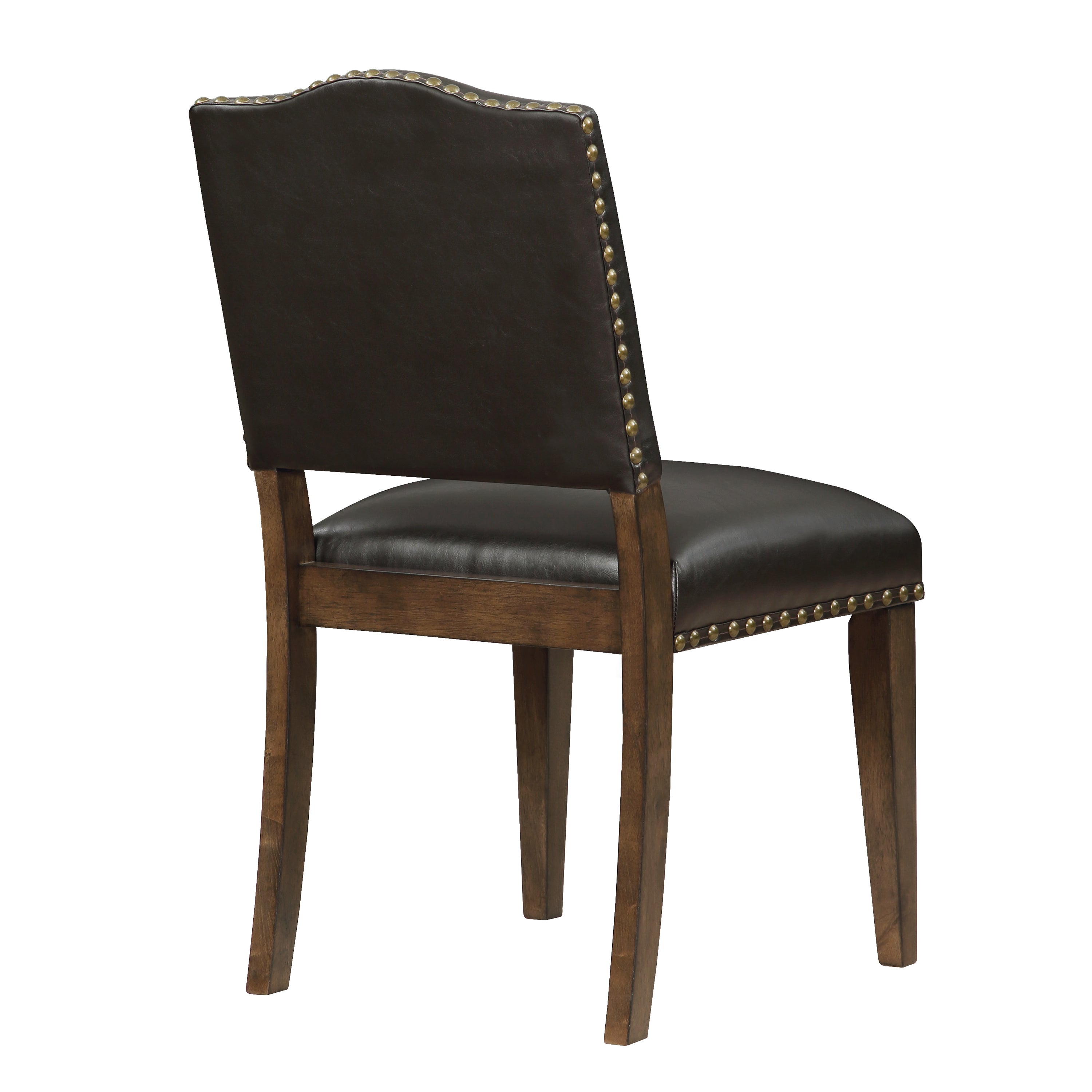 Dahlia Brown Faux Leather Dining Chair with Nail Heads - Set of 2